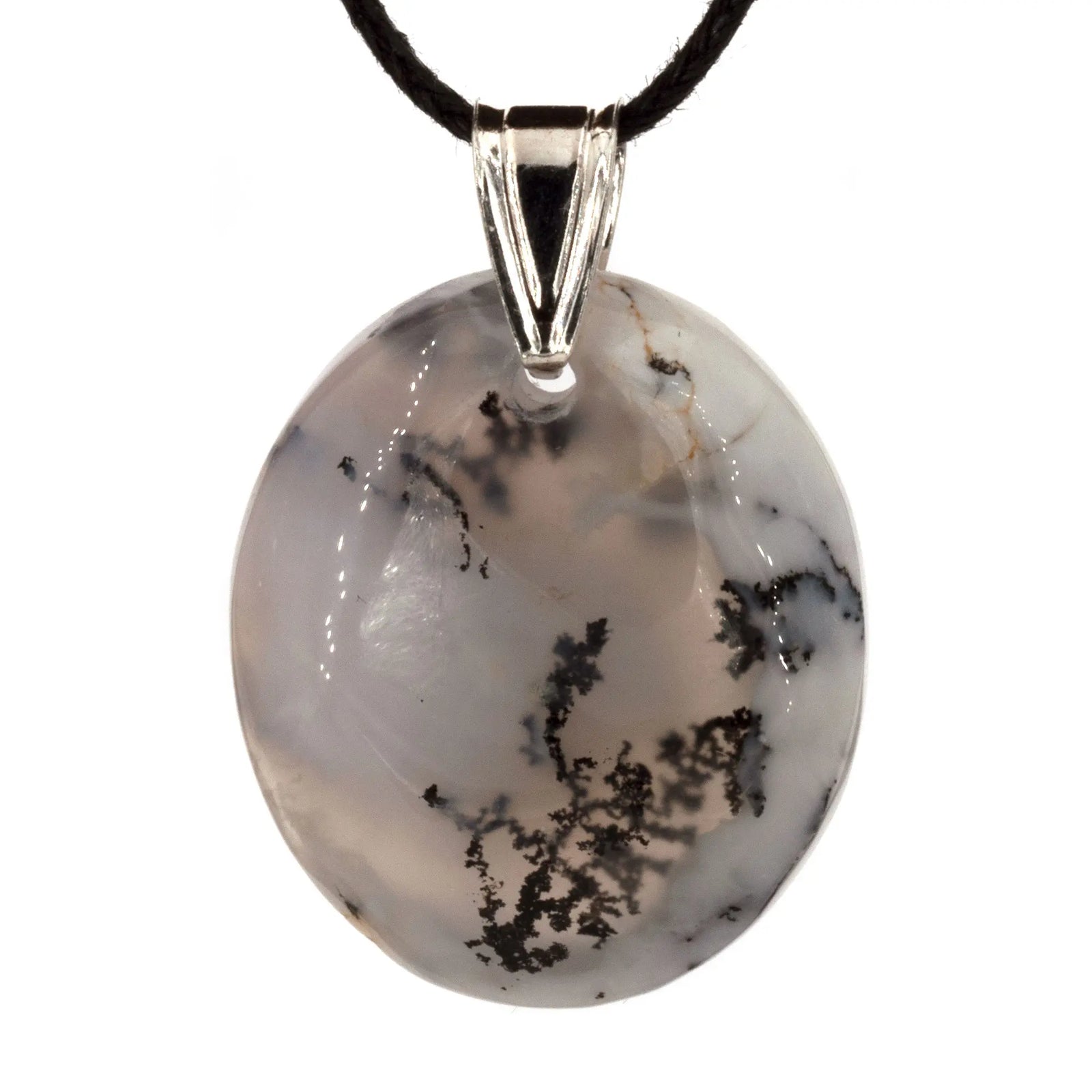 Pendentif Agate dendritique argent - ovale - 3 à 3.5 cm - pendentif-argent-agate-dendritique-cs-ovale-agdpd8 - CRISTAL SOURCES