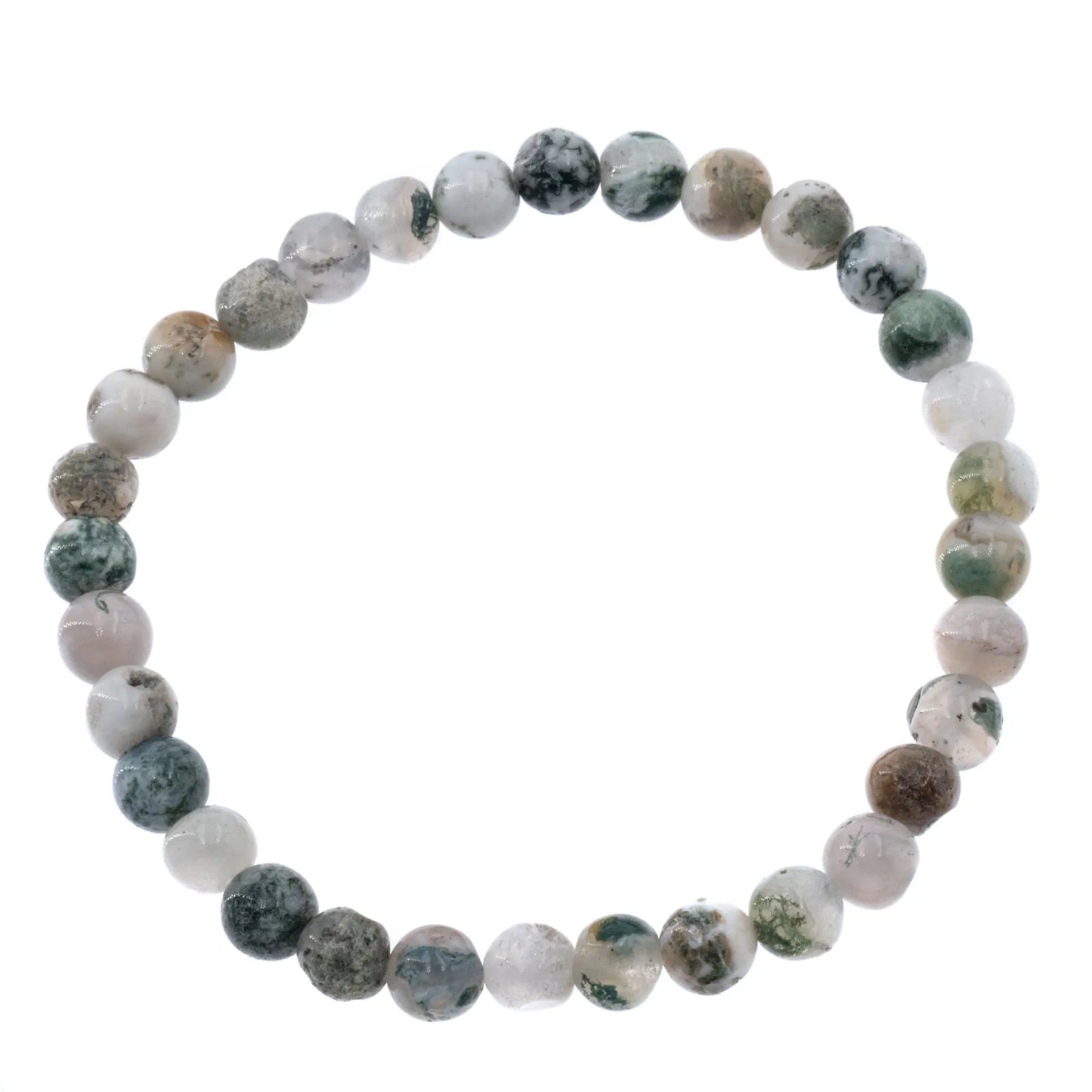 Bracelet Agate mousse perle ronde 6mm - bracelet-agate-mousse-perle-ronde-6mm-agmbra1 - CRISTAL SOURCES