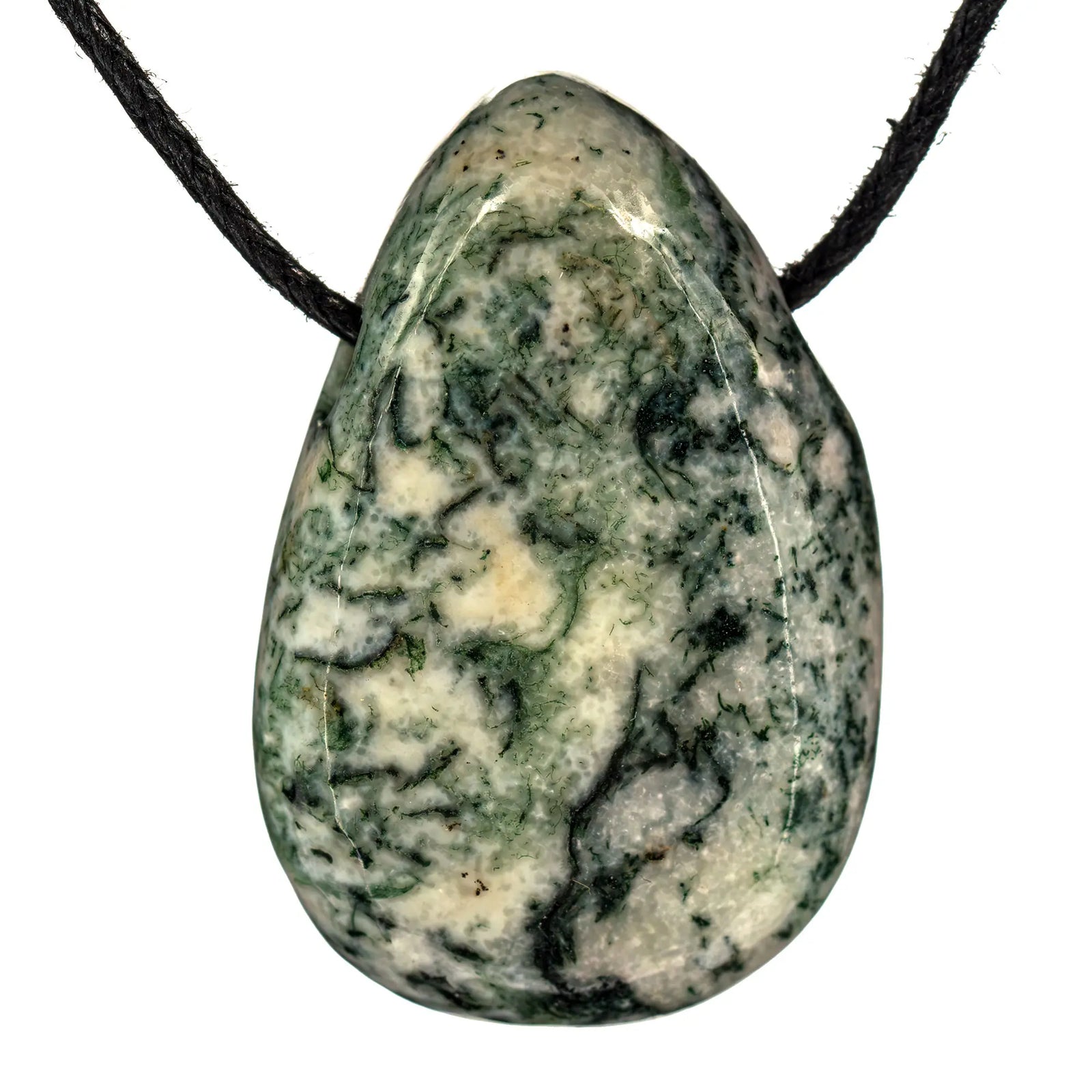 Pendentif Agate mousse - pierre percée - 3cm - pendentif-agate-mousse-percee-agmpc0 - CRISTAL SOURCES