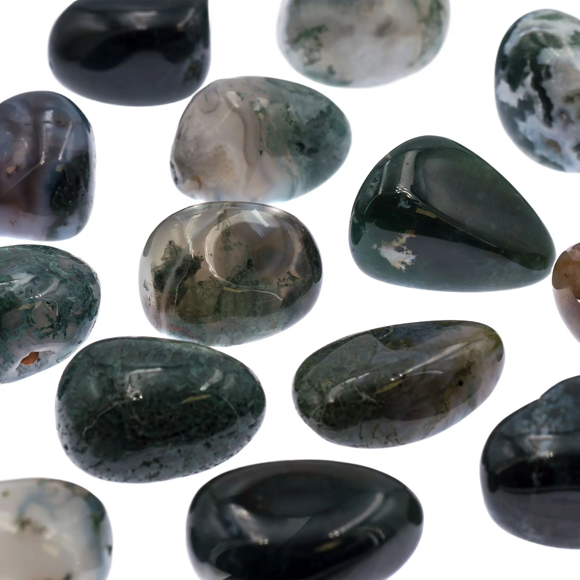 Pierre roulée Agate mousse - Brésil - 3 à 3.5cm - agate-mousse-roulee-agmpr0 - CRISTAL SOURCES