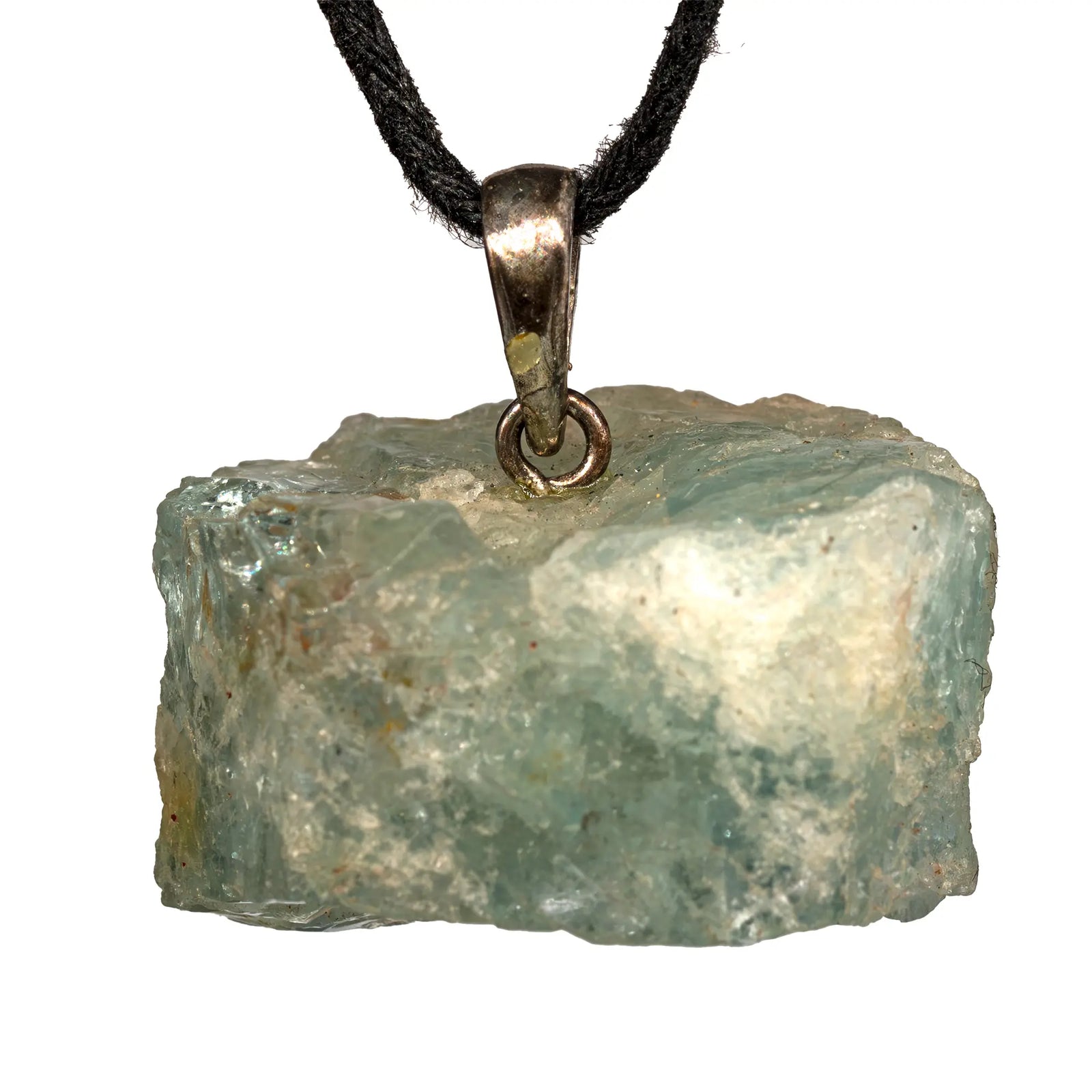 Pendentif Aigue-marine argent - pierre brute - pendentif-argent-aigue-marine-brute-aigpd2 - CRISTAL SOURCES