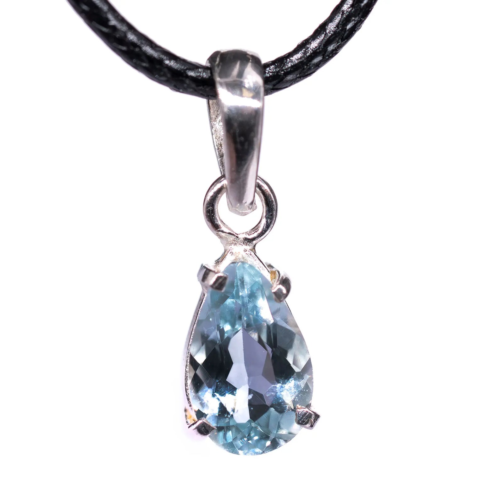 Pendentif Aigue-marine argent - pierre facetée - pendentif-argent-aigue-marine-gemme-aigpd3 - CRISTAL SOURCES