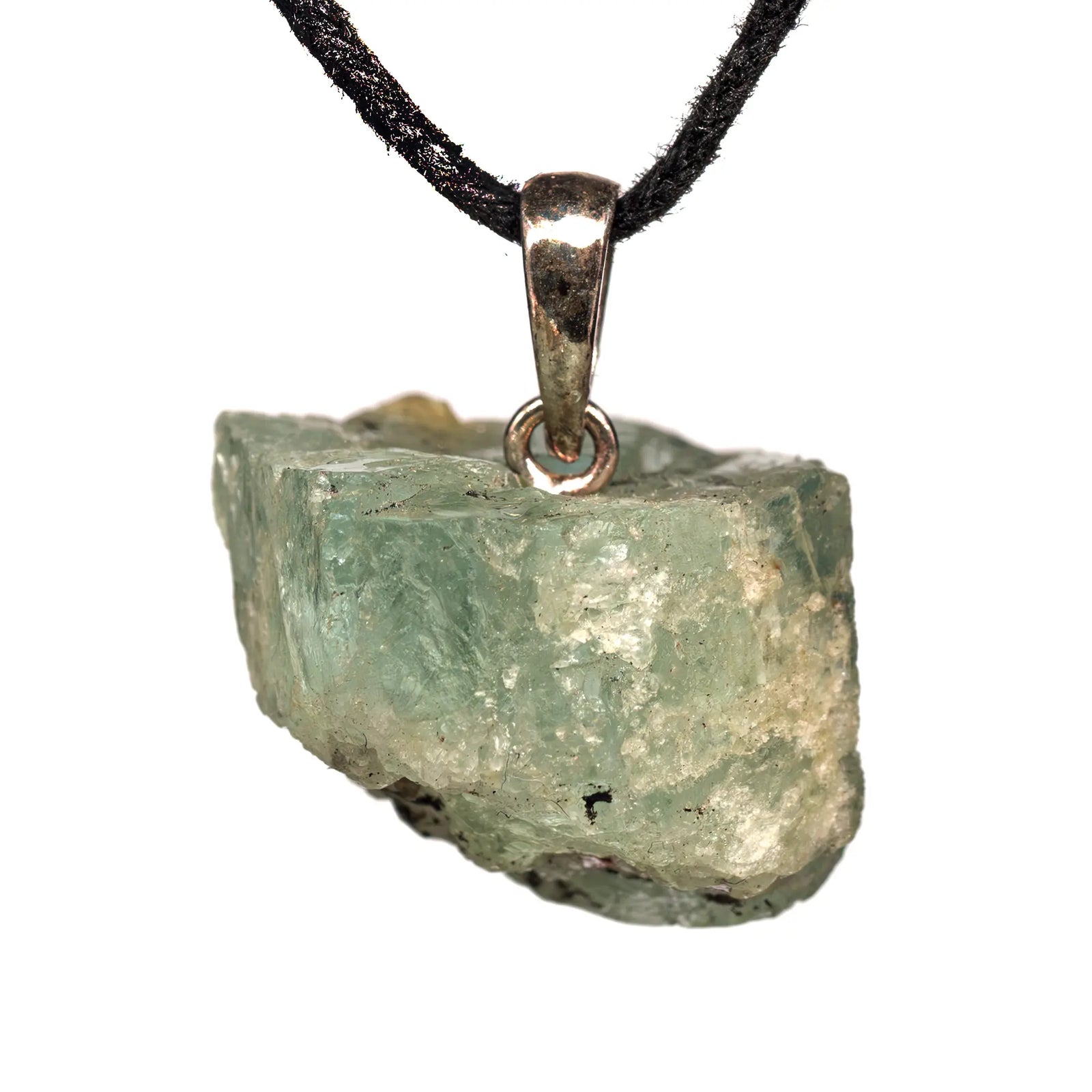 Pendentif Aigue-marine argent - pierre brute - pendentif-argent-aigue-marine-brute-aigpd7 - CRISTAL SOURCES