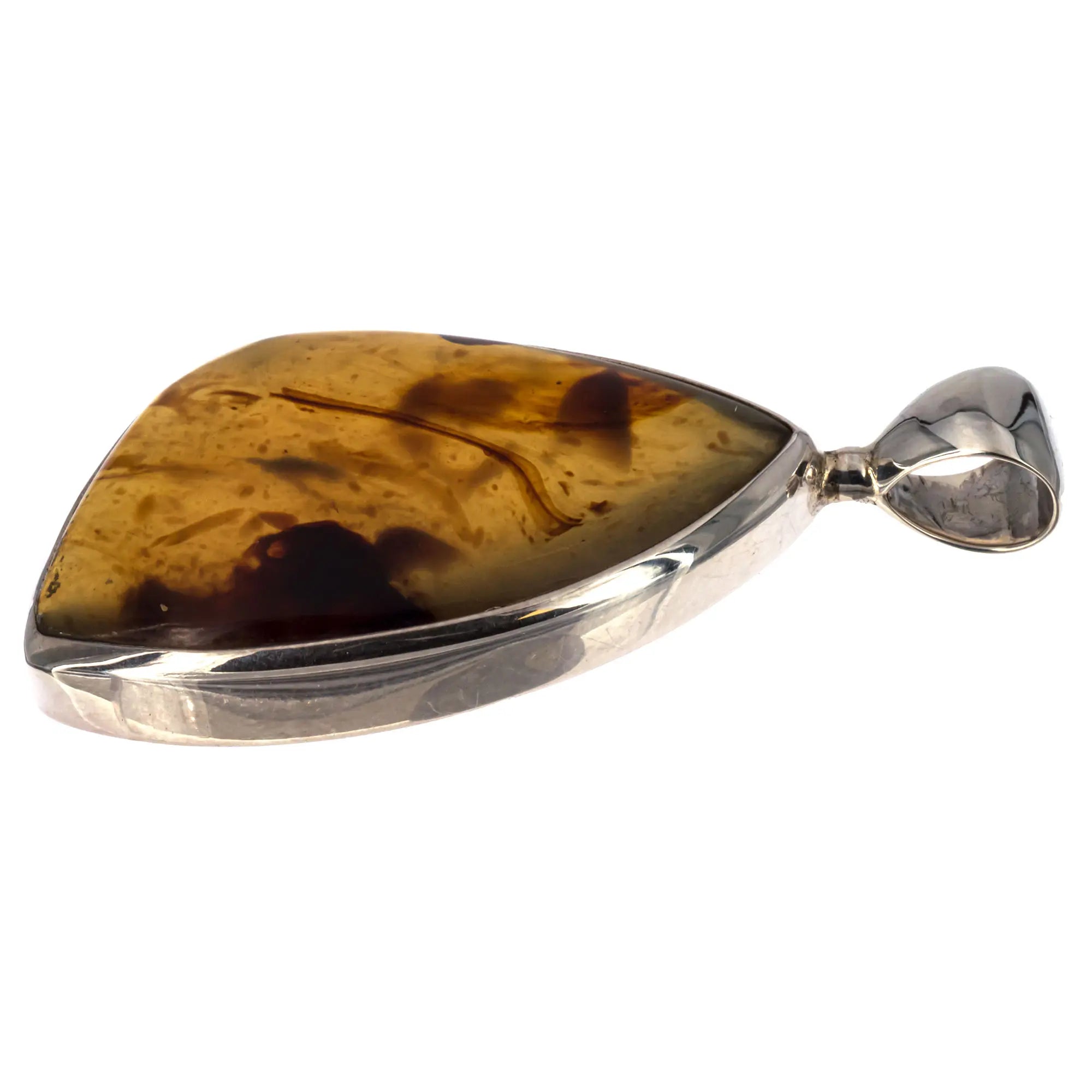 Pendentif Ambre bleu argent - pendentif-argent-ambre-bleu-indonesie-ambbpd5 - CRISTAL SOURCES
