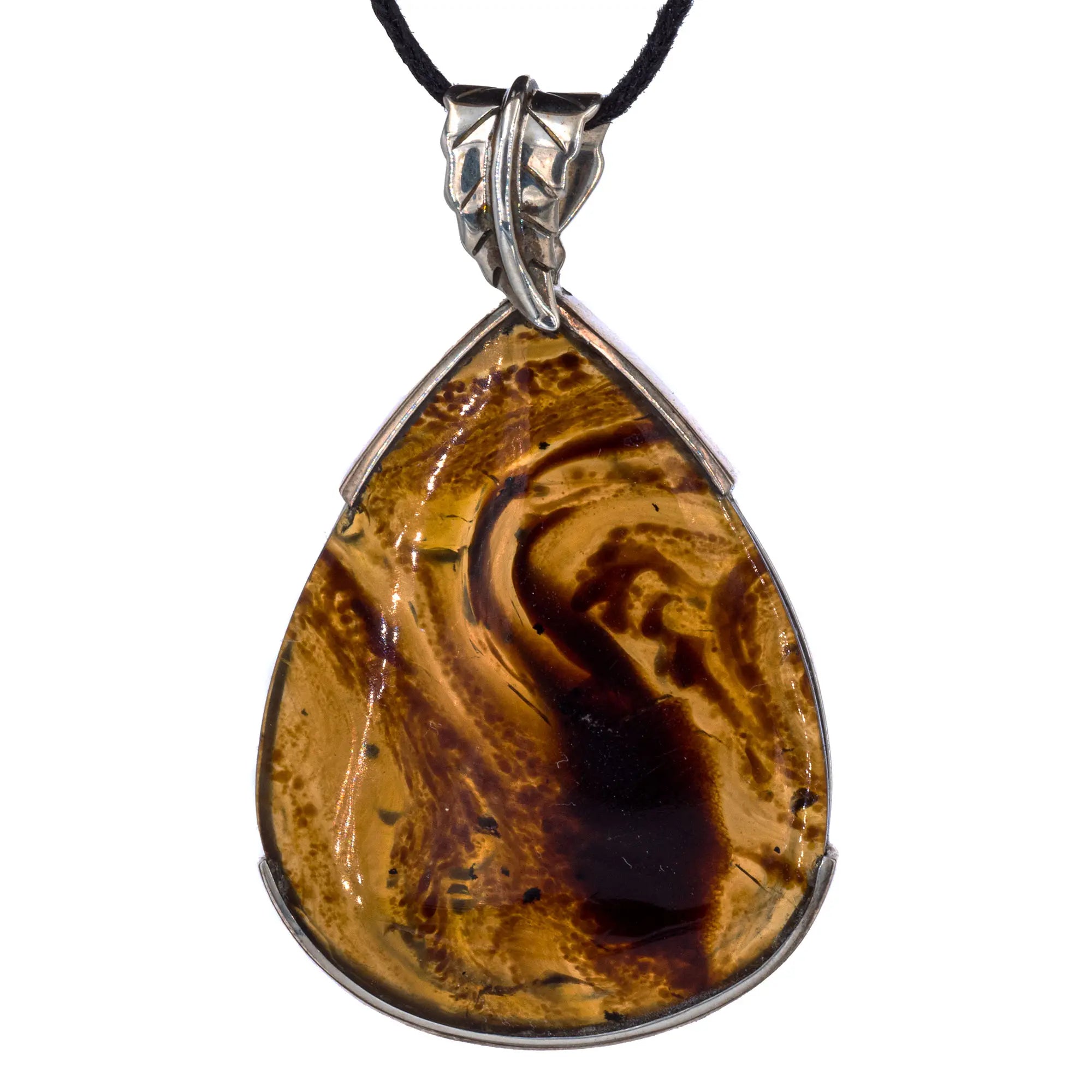 Pendentif Ambre bleu argent - pendentif-argent-ambre-bleu-indonesie-ambbpd6 - CRISTAL SOURCES