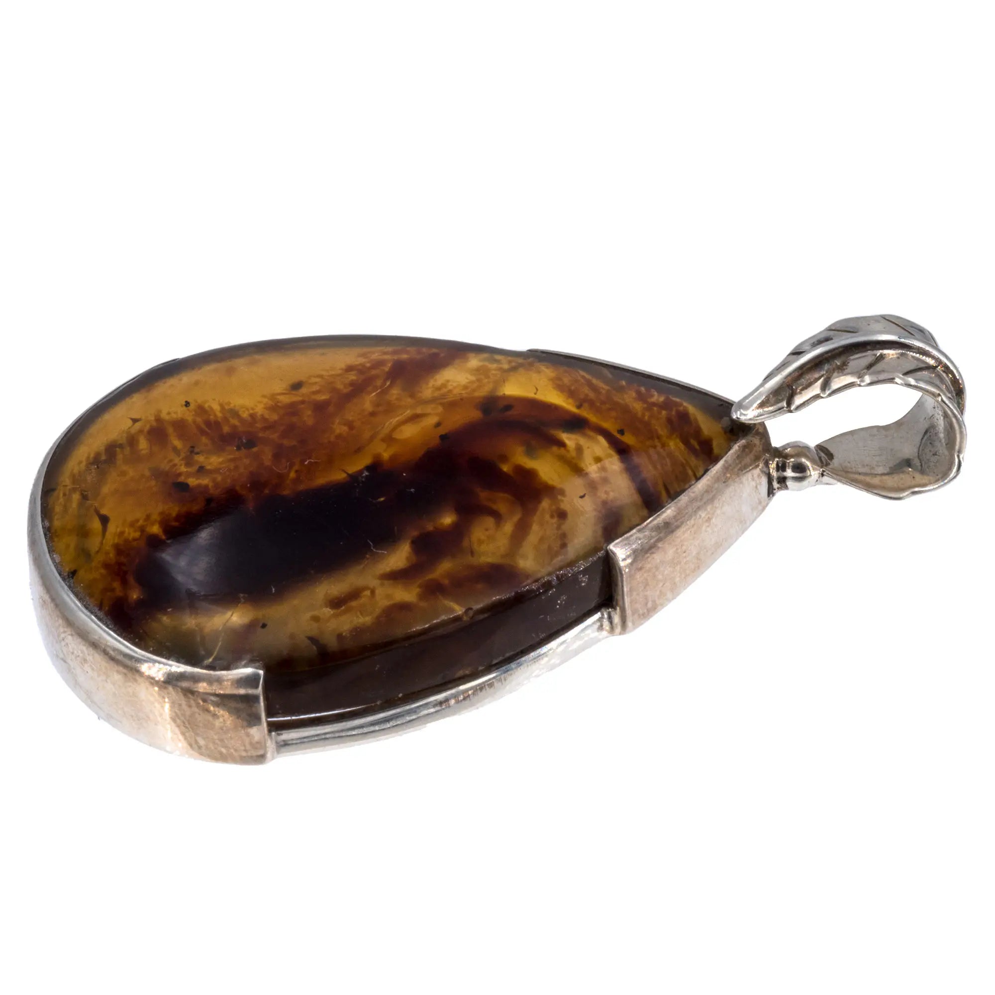 Pendentif Ambre bleu argent - pendentif-argent-ambre-bleu-indonesie-ambbpd6 - CRISTAL SOURCES