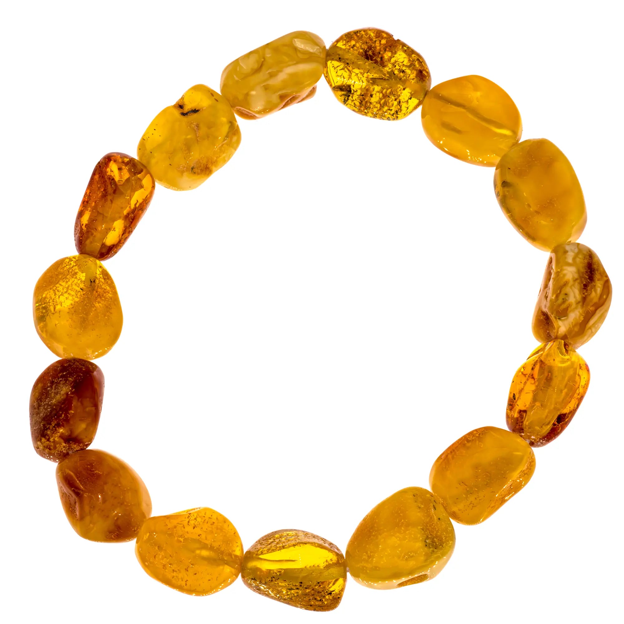 Bracelet Ambre naturel perle "galet poli" - CRISTAL SOURCES