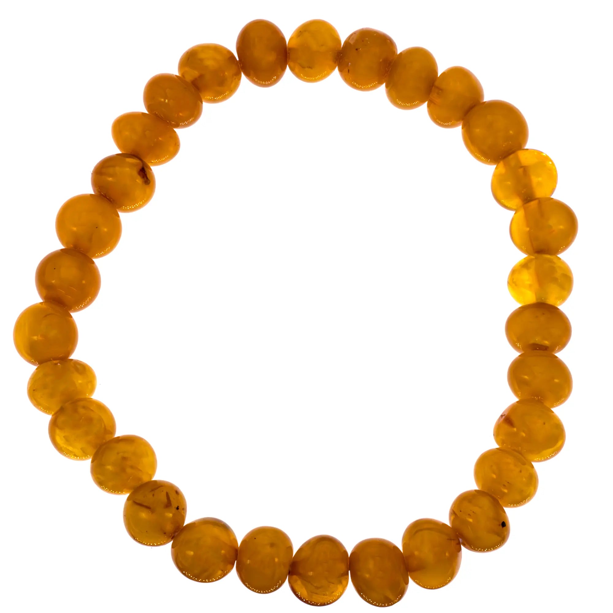 Bracelet Ambre naturel perle ronde 7mm - CRISTAL SOURCES