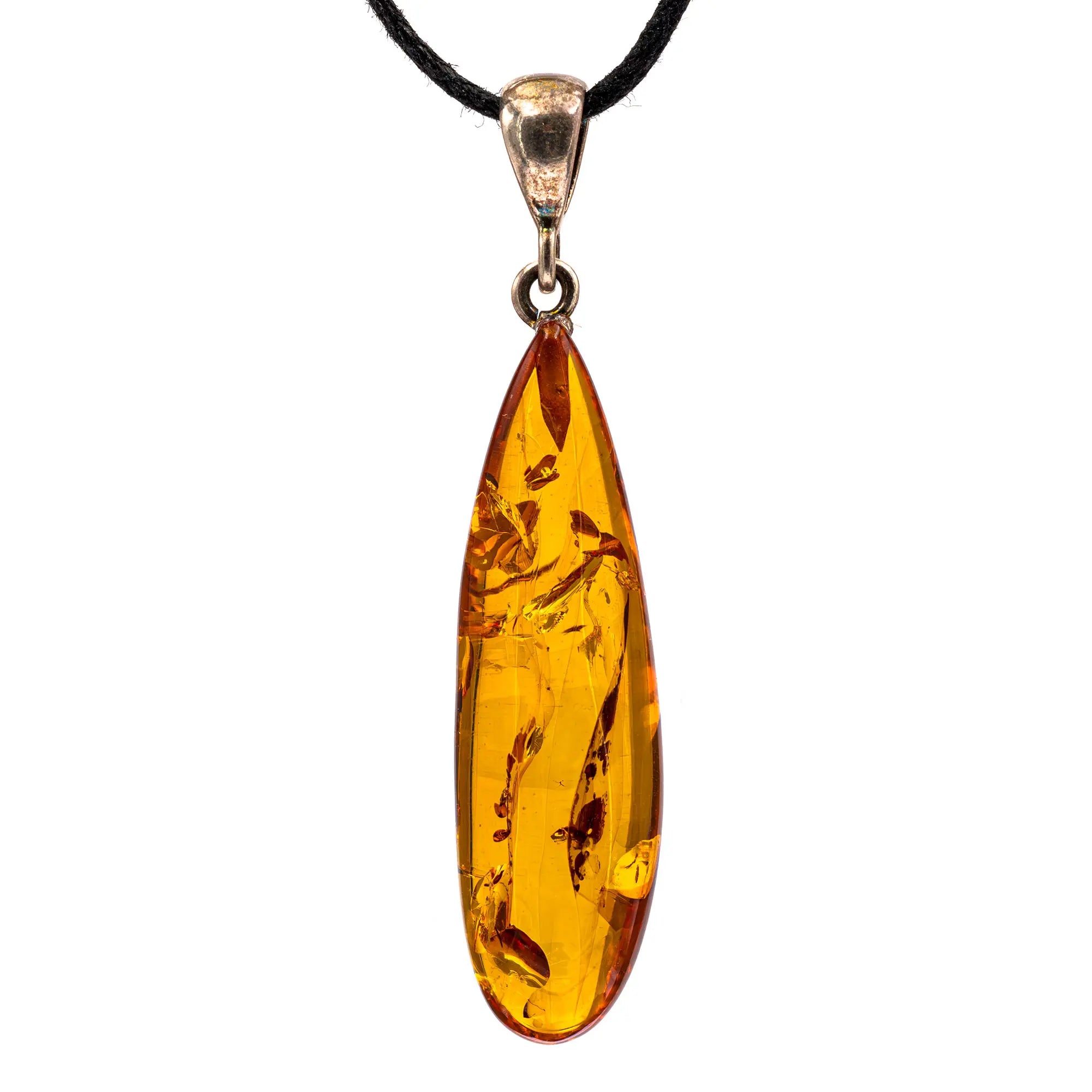 Pendentif Ambre argent - pendentif-argent-ambre-naturel-polie-lituanie-ambpd6 - CRISTAL SOURCES