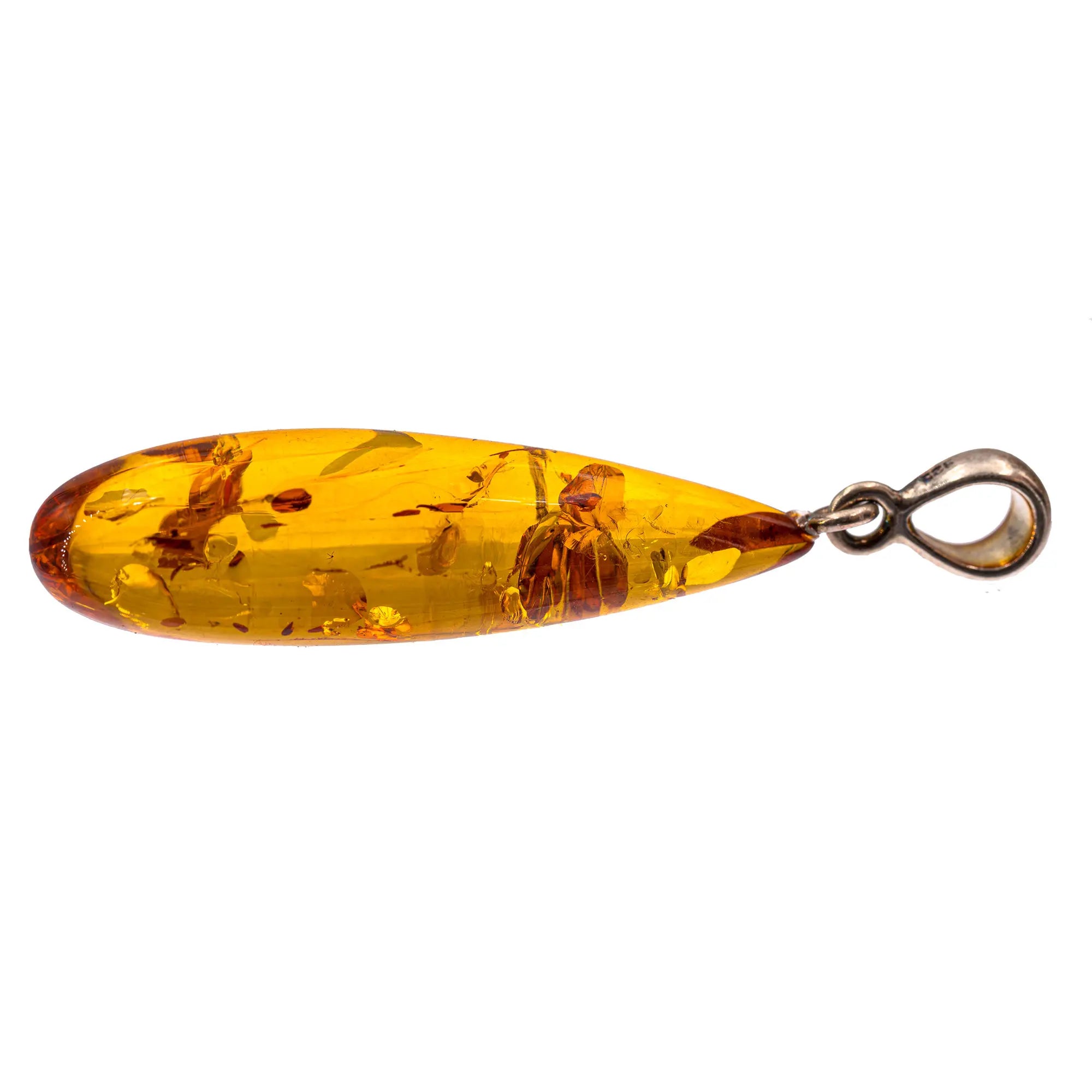 Pendentif Ambre argent - pendentif-argent-ambre-naturel-polie-lituanie-ambpd6 - CRISTAL SOURCES