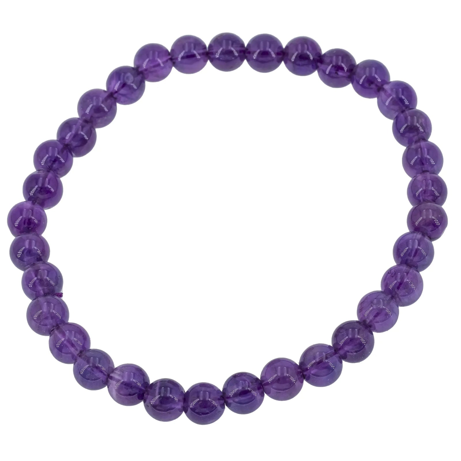 Bracelet Améthyste perle ronde 6mm - CRISTAL SOURCES
