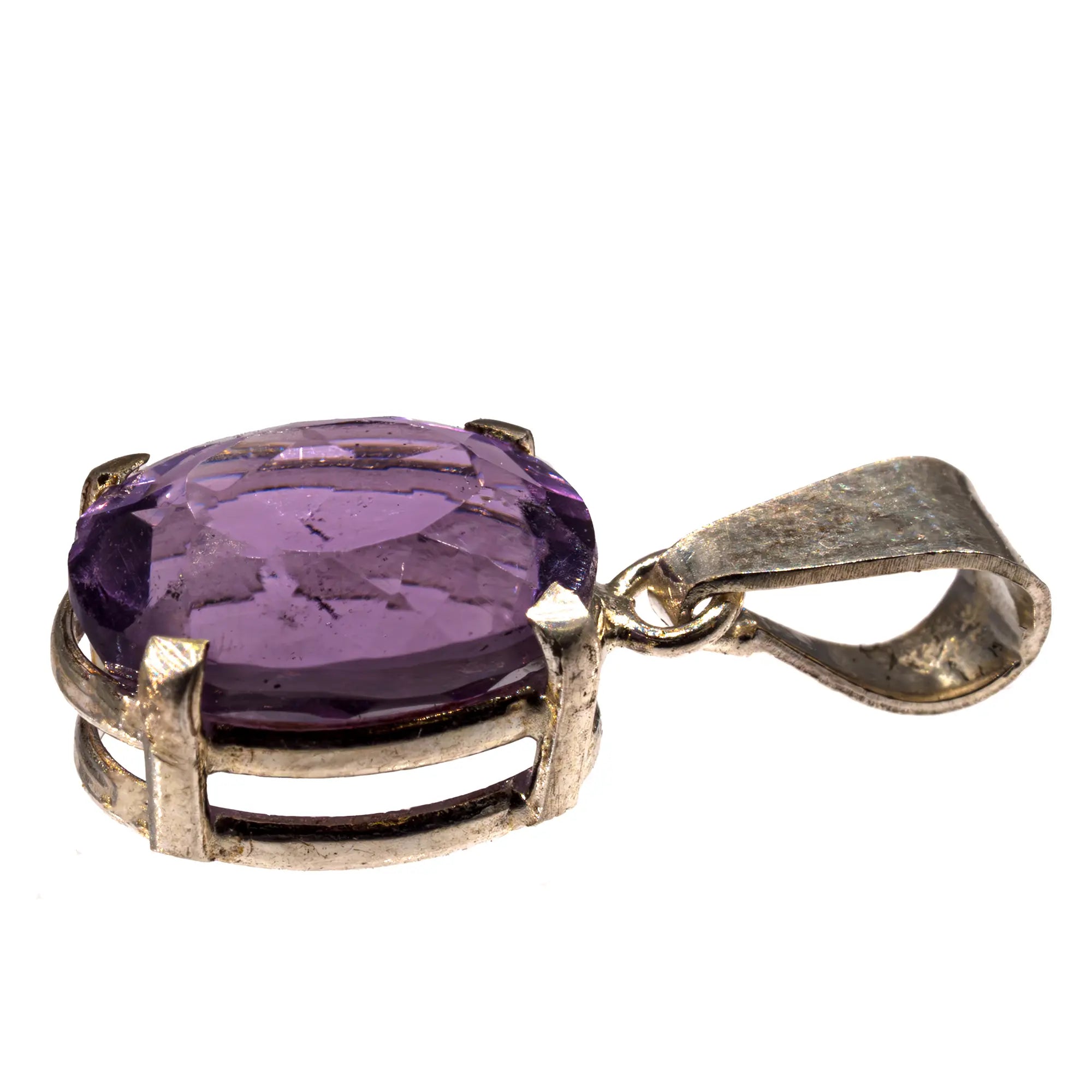 Pendentif Améthyste argent - pierre facettée - 1.7gr - CRISTAL SOURCES