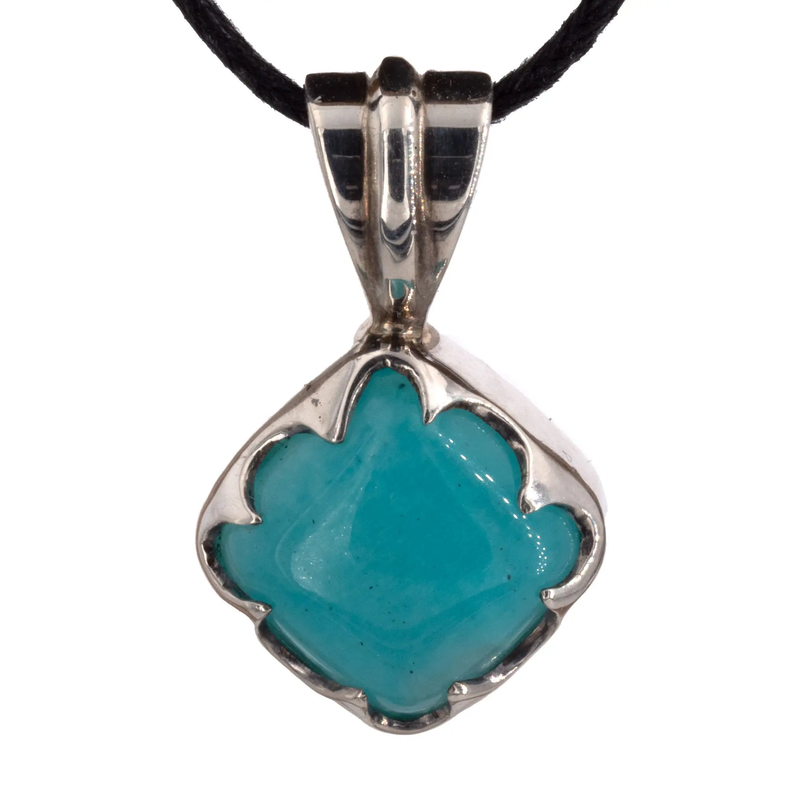 Pendentif Amazonite argent - pendentif-argent-amazonite-carre-gemme-amzpd5 - CRISTAL SOURCES