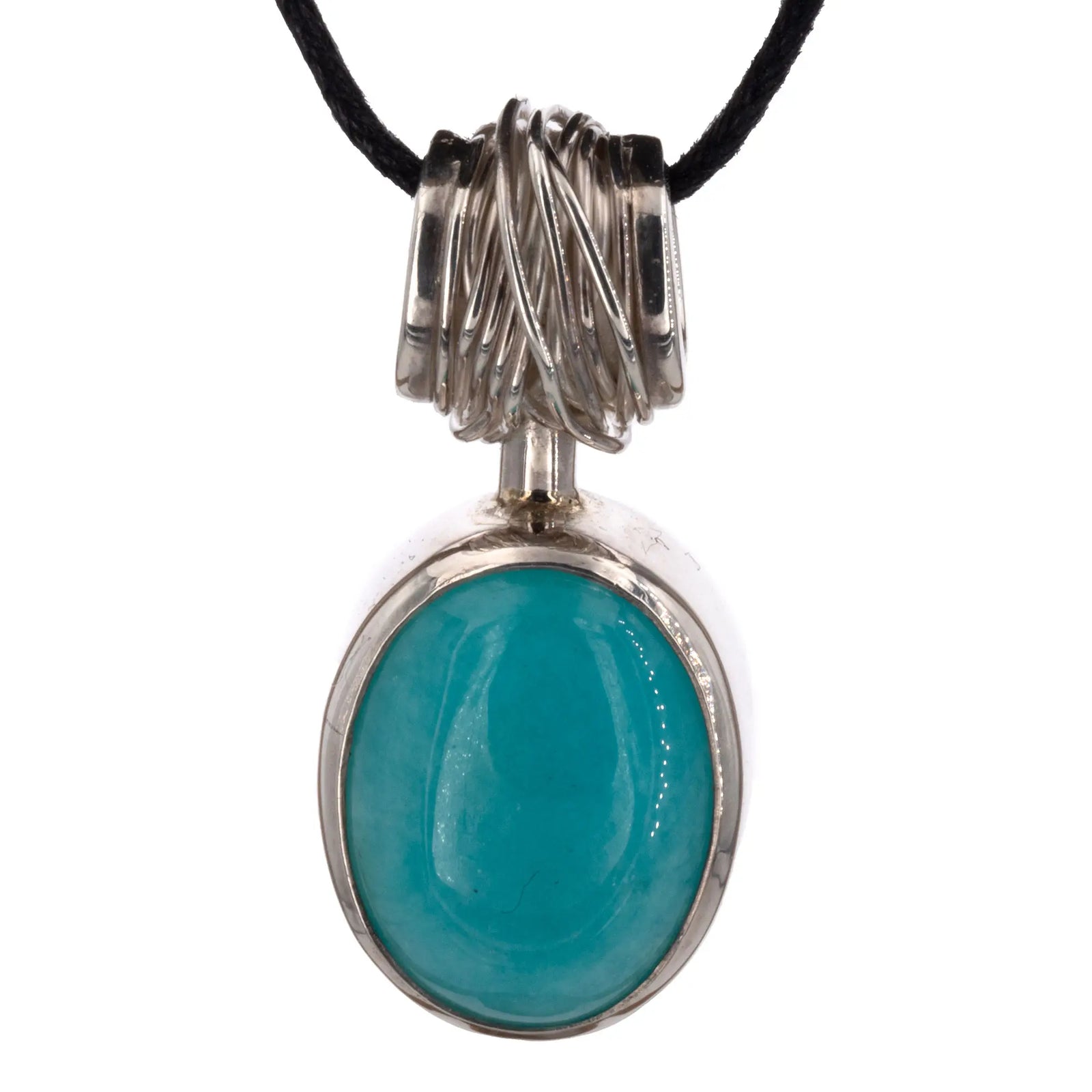 Pendentif Amazonite argent - ovale - pendentif-argent-amazonite-ovale-gemme-amzpd6 - CRISTAL SOURCES