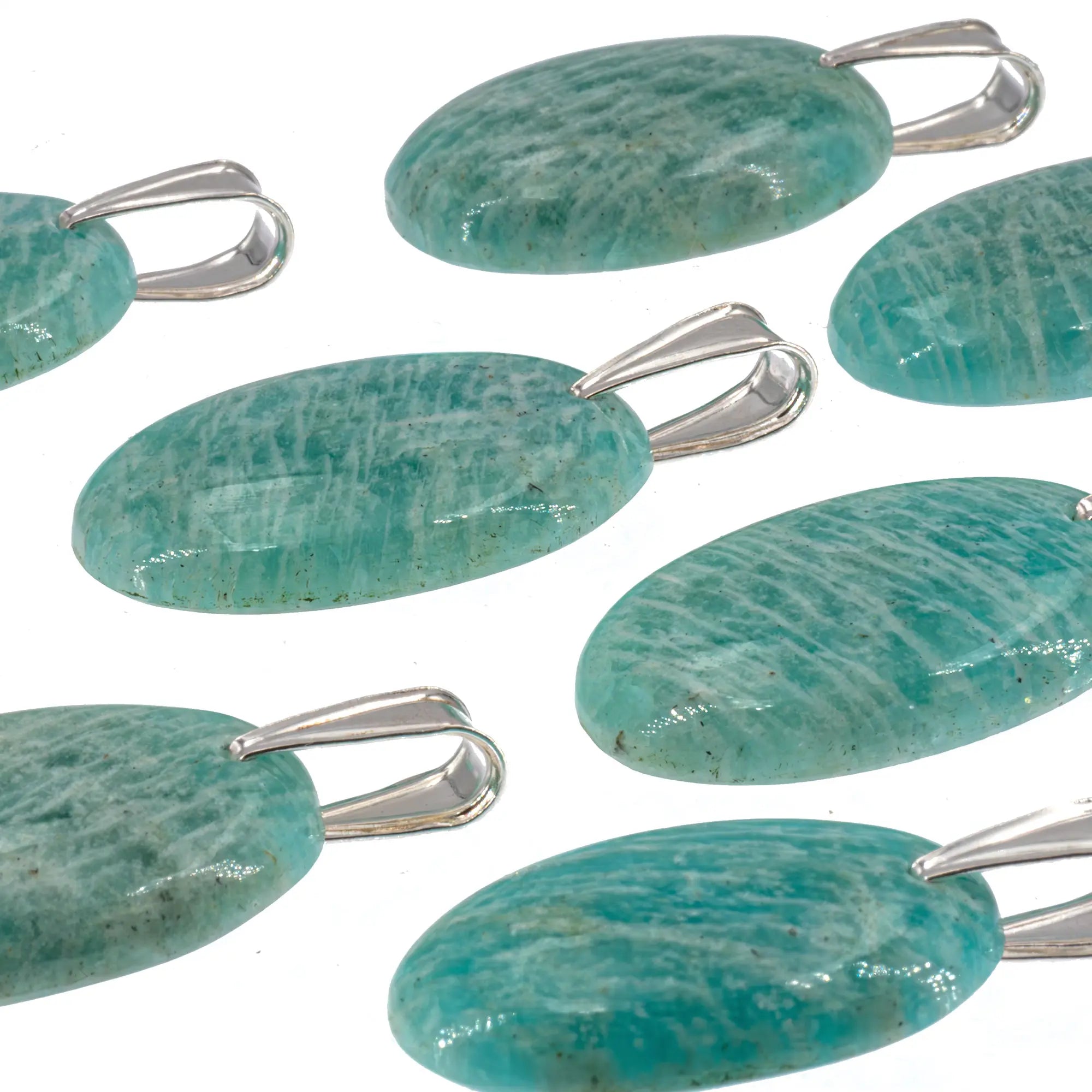 Pendentif Amazonite sur bélière argent - pendentif-argent-amazonite-cs-ovale-amzpd3 - CRISTAL SOURCES