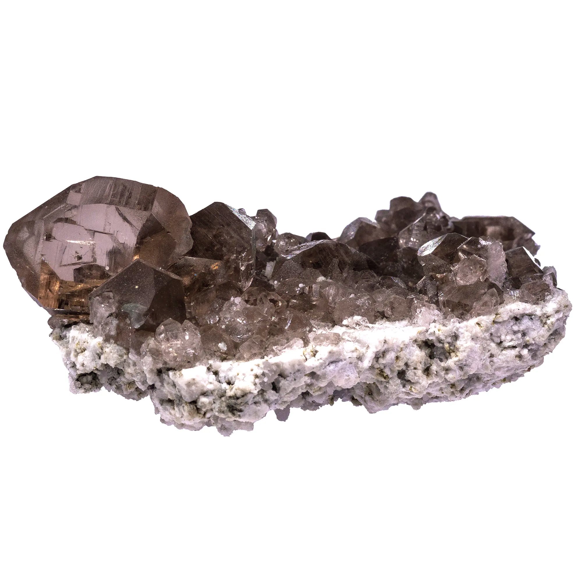 Gwindel et cristaux de Quartz fumé sur granite - Mont Blanc, France