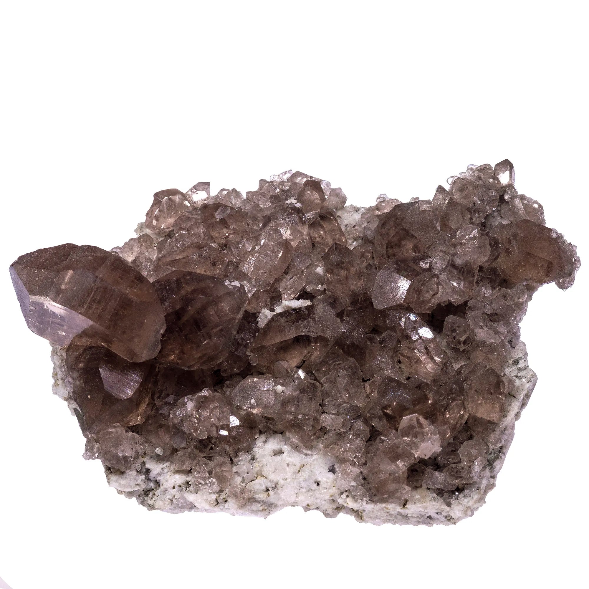 Gwindel et cristaux de Quartz fumé sur granite - Mont Blanc, France