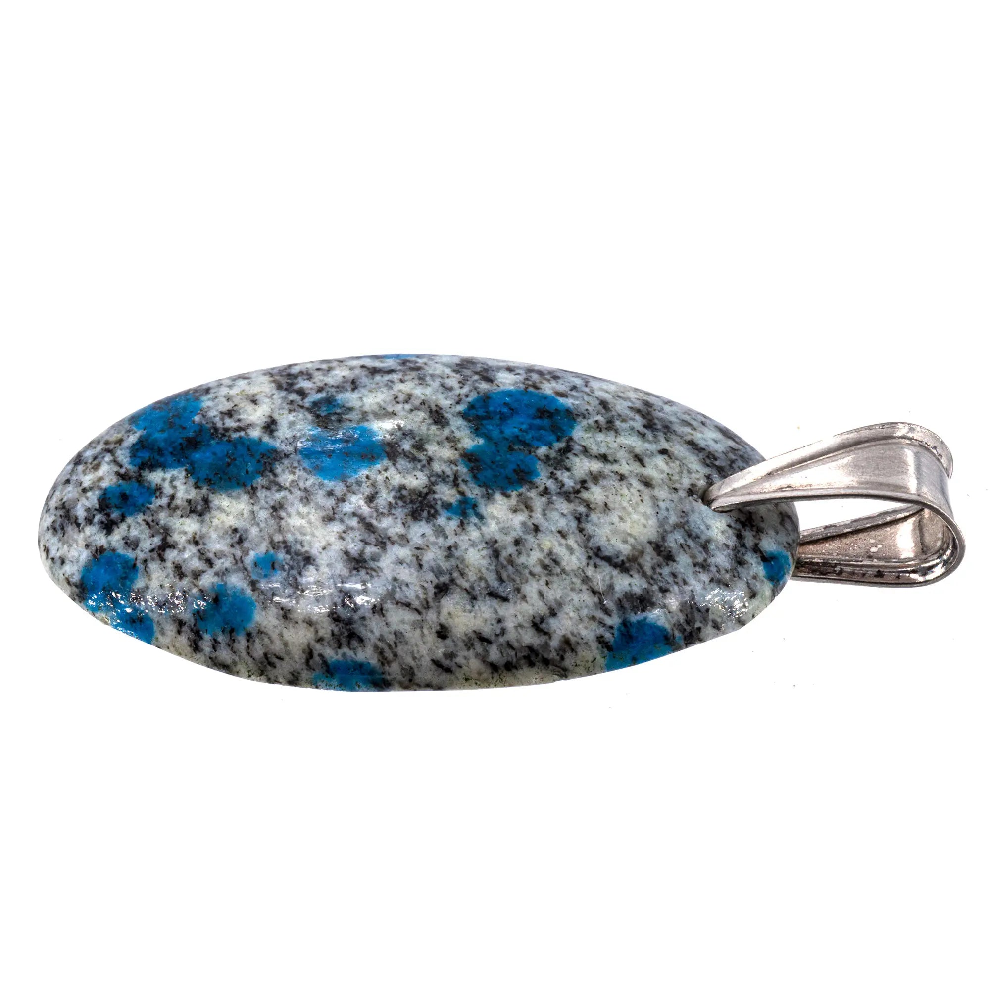 Pendentif Azurite - argent - ovale - 5 cm - CRISTAL SOURCES