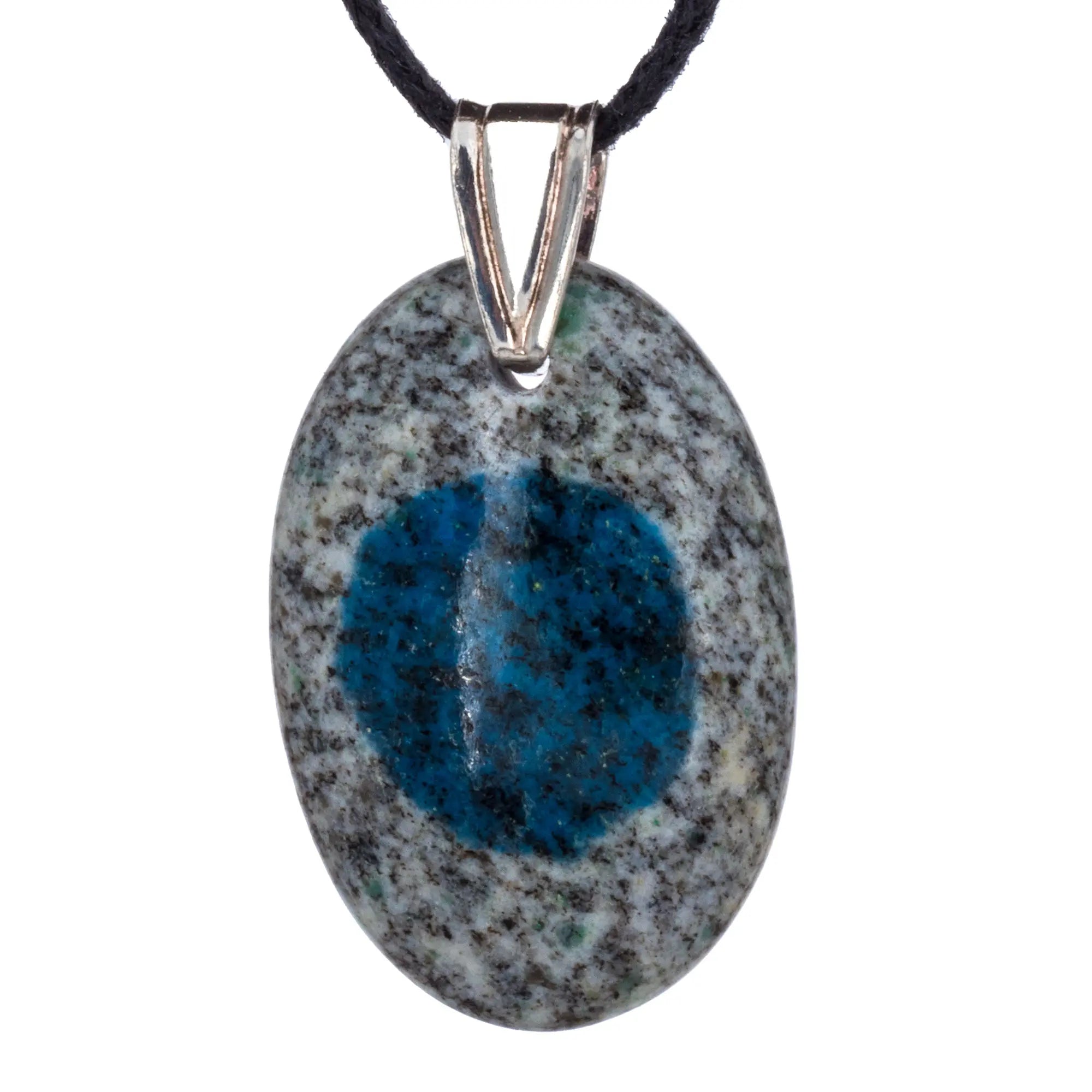 Pendentif Azurite - argent - ovale - 3.2 cm - pendentif-argent-k2-azupd2 - CRISTAL SOURCES