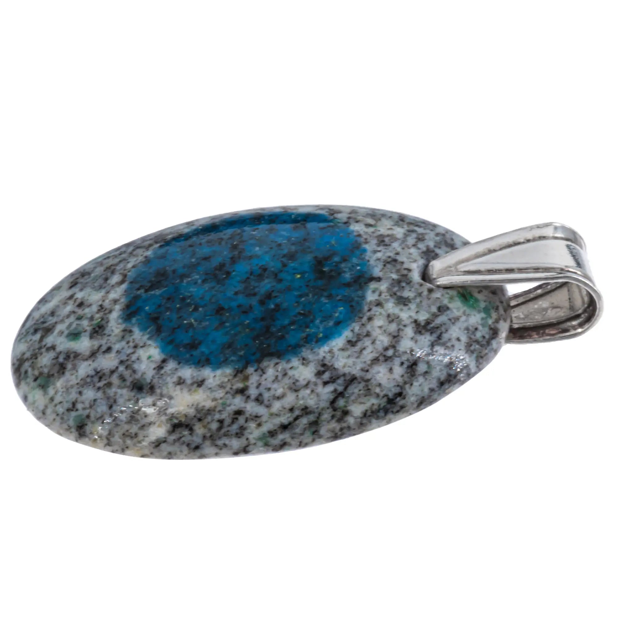 Pendentif Azurite - argent - ovale - 3.2 cm - pendentif-argent-k2-azupd2 - CRISTAL SOURCES