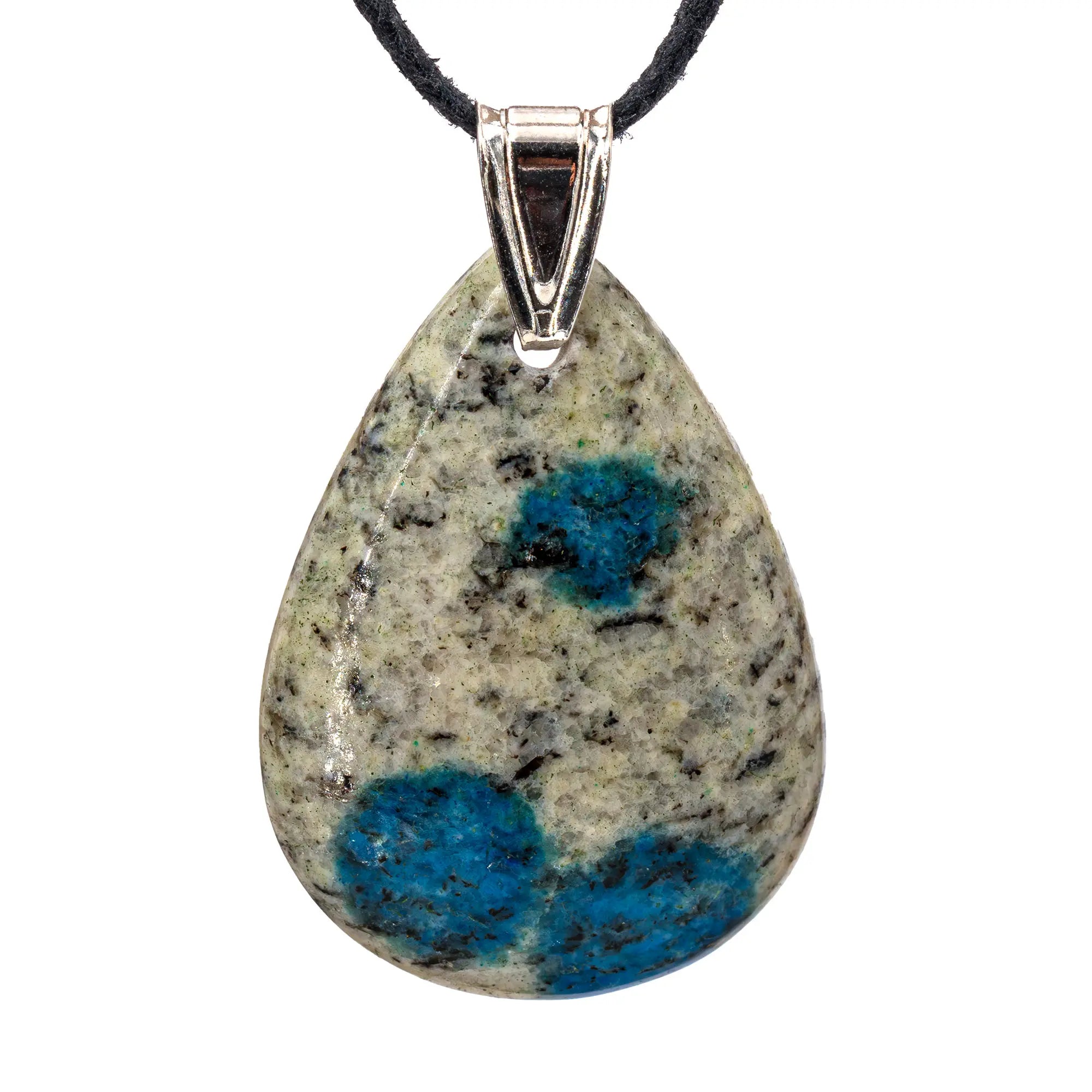 Pendentif Azurite - argent - goutte - 3 à 3.5 cm - pendentif-argent-k2-azupd7 - CRISTAL SOURCES