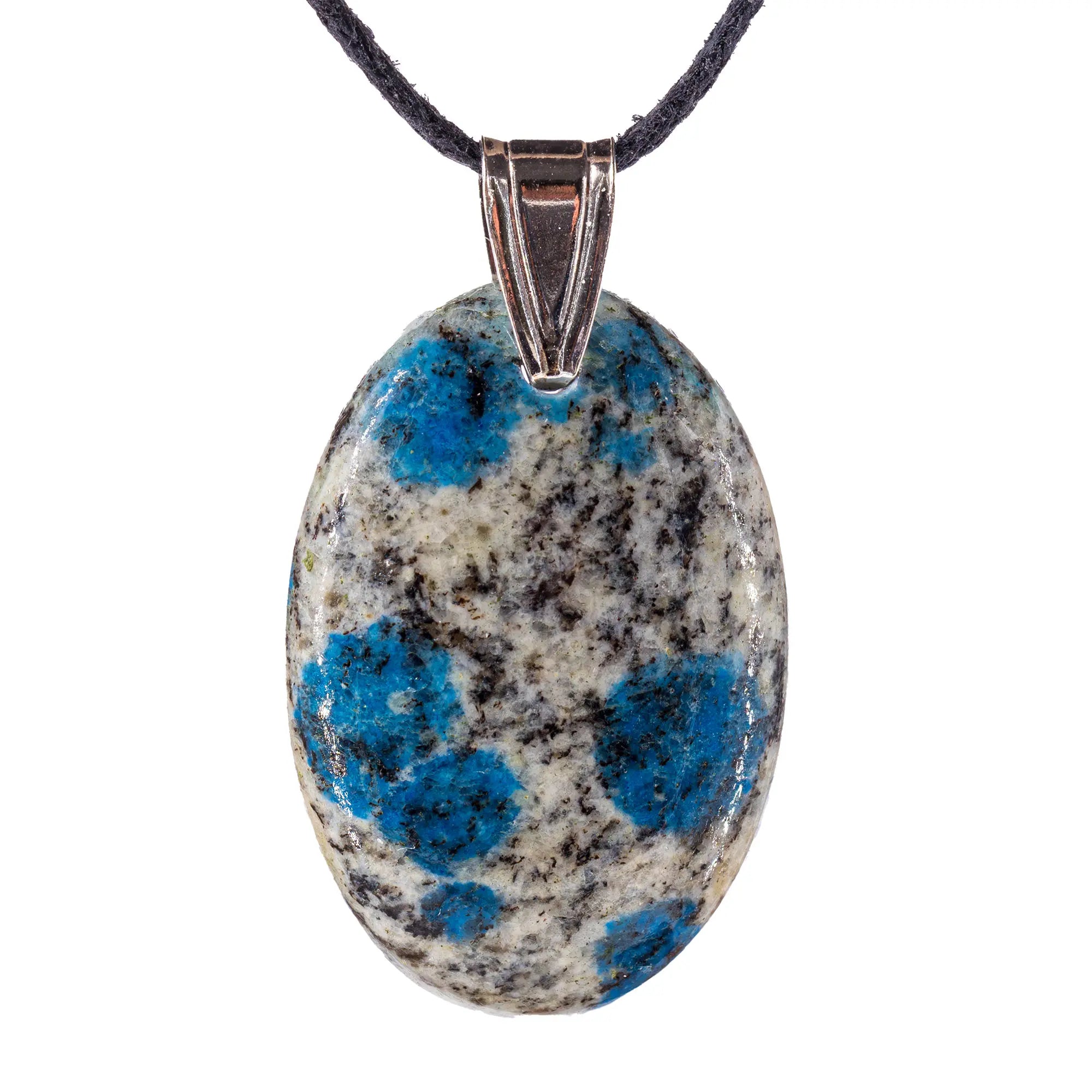 Pendentif Azurite - argent - ovale - 3 à 3.5 cm - pendentif-argent-k2-azupd8 - CRISTAL SOURCES