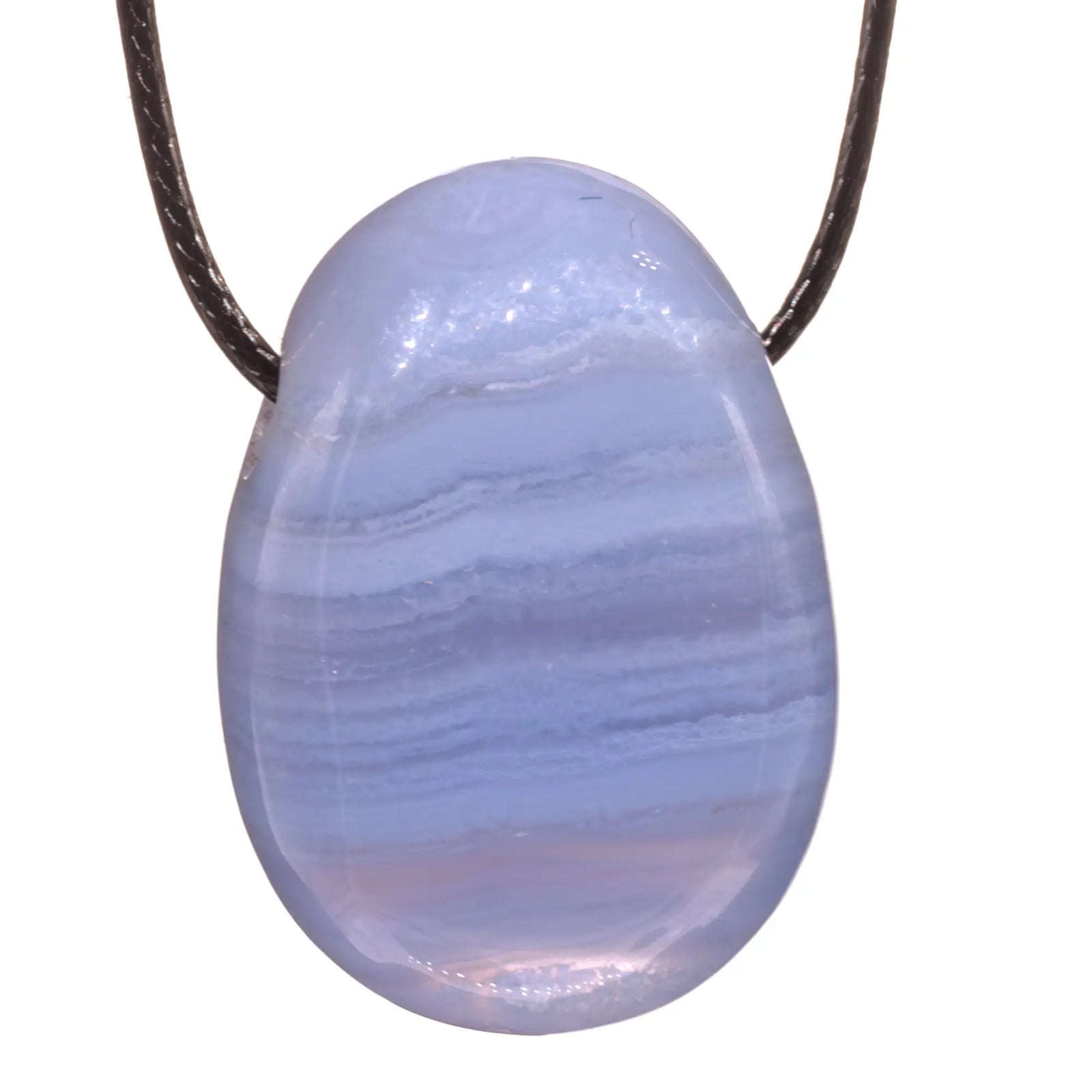 Pendentif calcédoine bleue - pierre percée - CRISTAL SOURCES