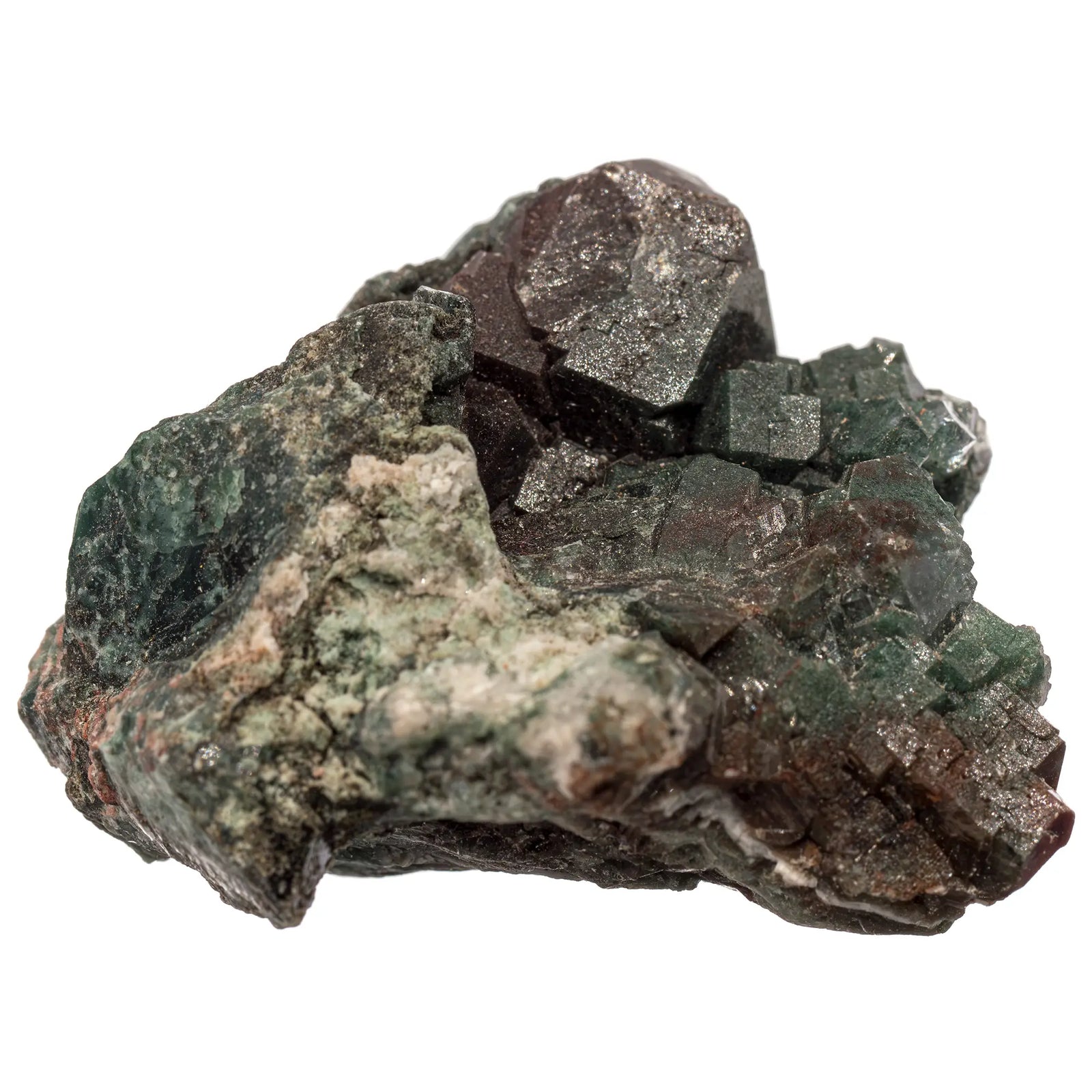 Apophyllite avec inclusions de celadonite - druse - Shakur, Inde - celadonite-apophyllite-brut-shakur-cela1 - CRISTAL SOURCES