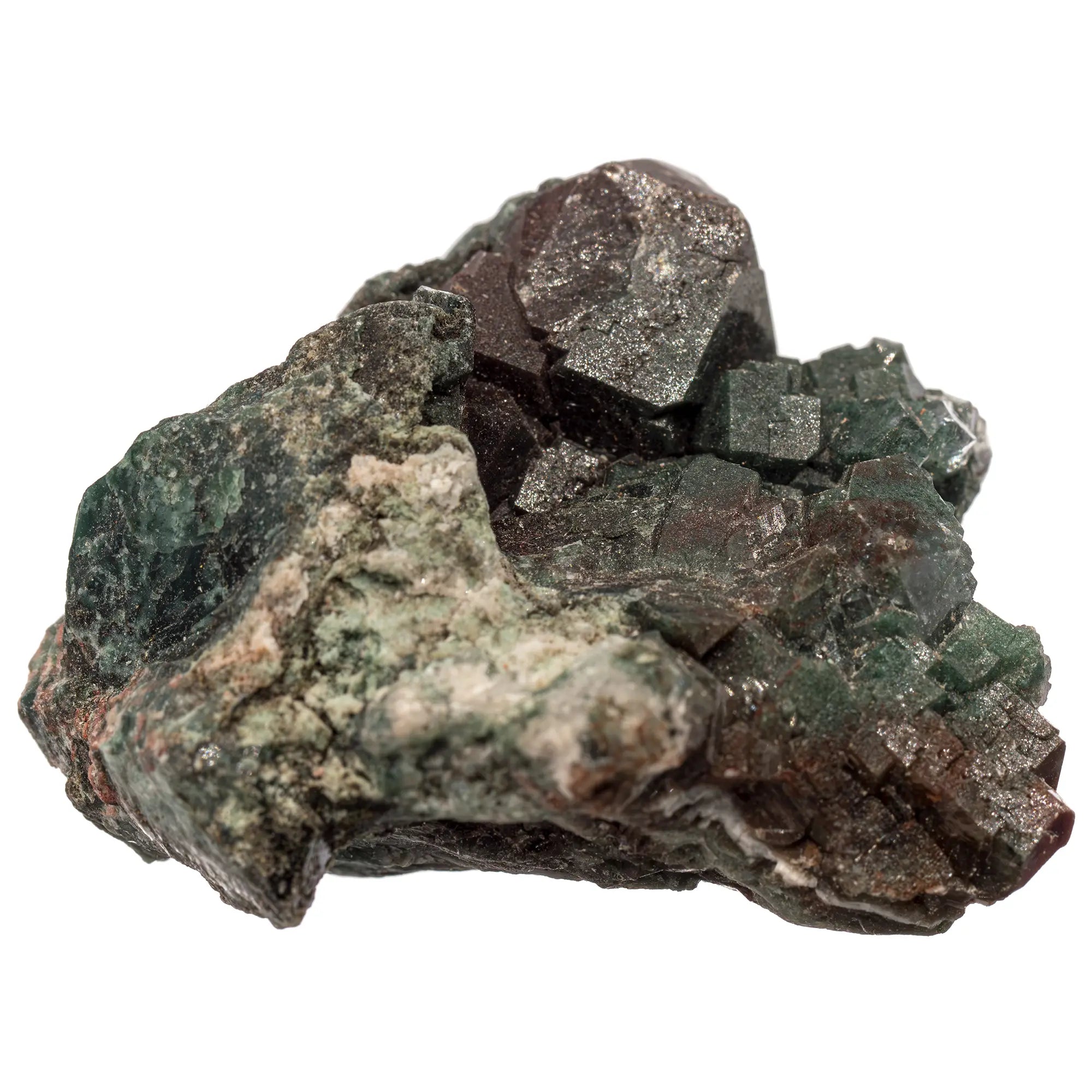 Apophyllite avec inclusions de celadonite - druse - Shakur, Inde - celadonite-apophyllite-brut-shakur-cela1 - CRISTAL SOURCES