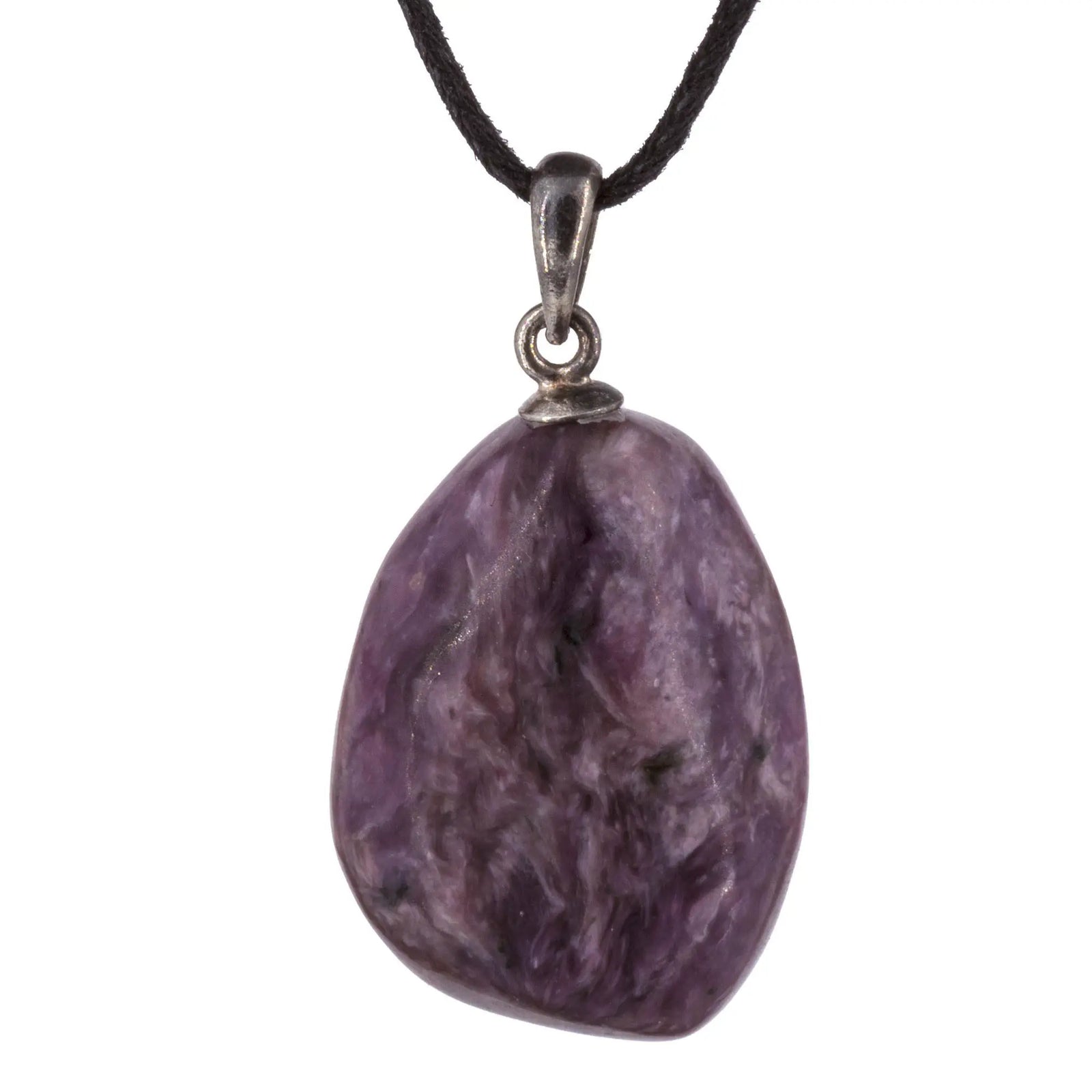 Pendentif Charoïte - pierre polie - argent - pendentif-argent-charoite-russie-chapd1 - CRISTAL SOURCES