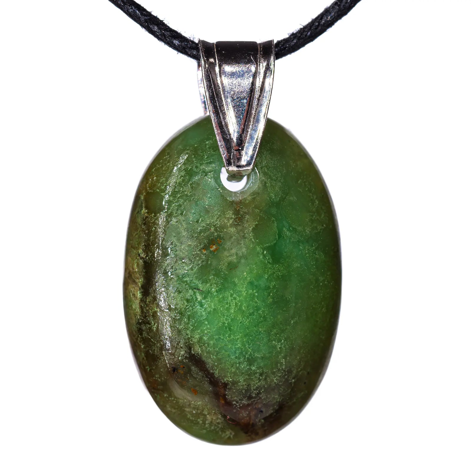 Pendentif chrysoprase argent - ovale - pendentif-argent-chrysoprase-argent-ovale-lot-chppd3 - CRISTAL SOURCES