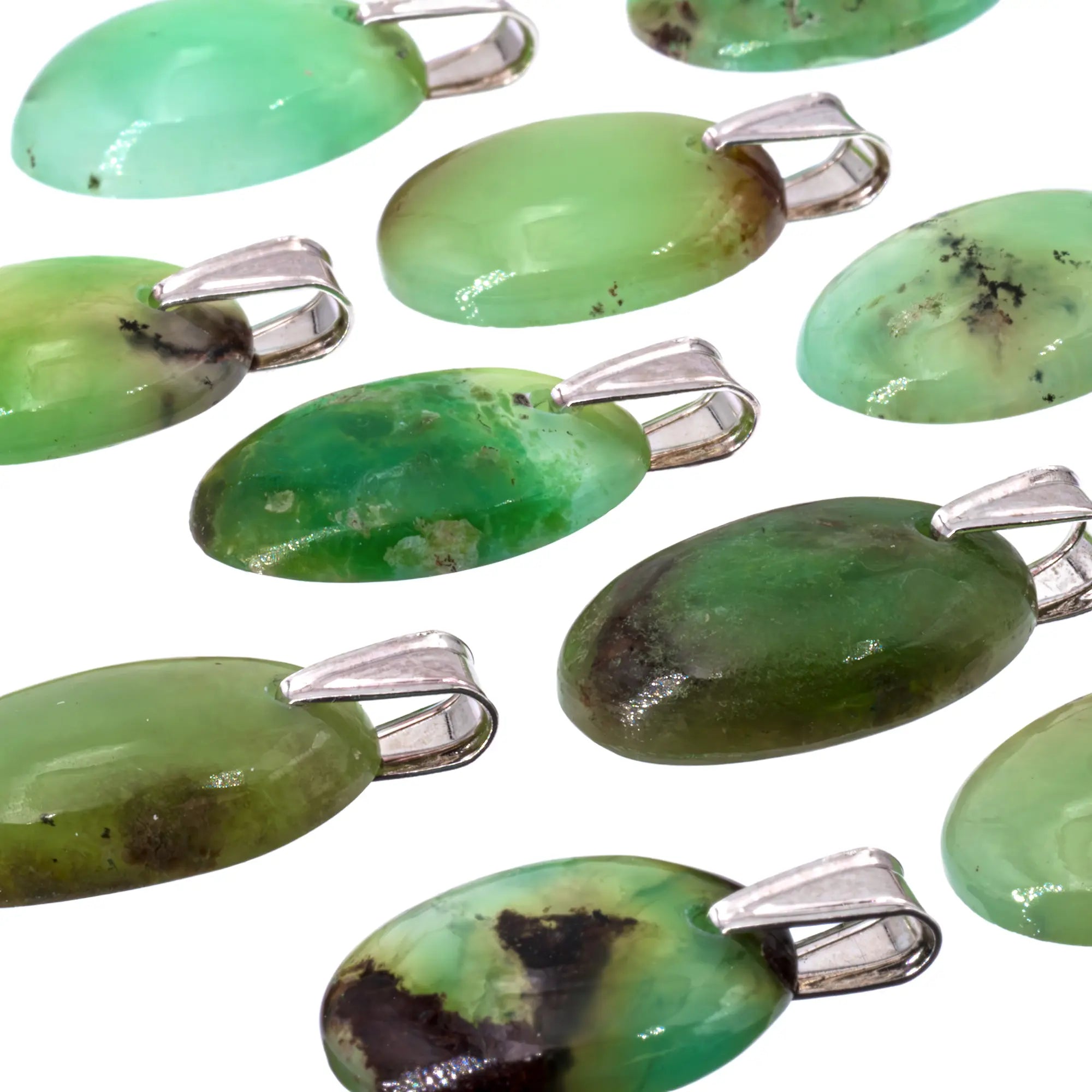 Pendentif chrysoprase argent - ovale - pendentif-argent-chrysoprase-argent-ovale-lot-chppd3 - CRISTAL SOURCES