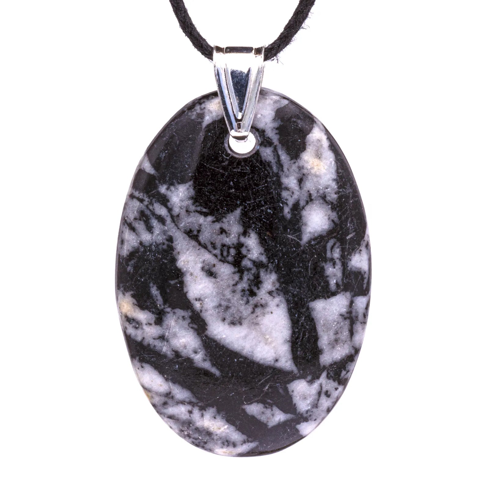 Pendentif chrysantheme stone argent - ovale - 3,5 à 4 cm - CRISTAL SOURCES