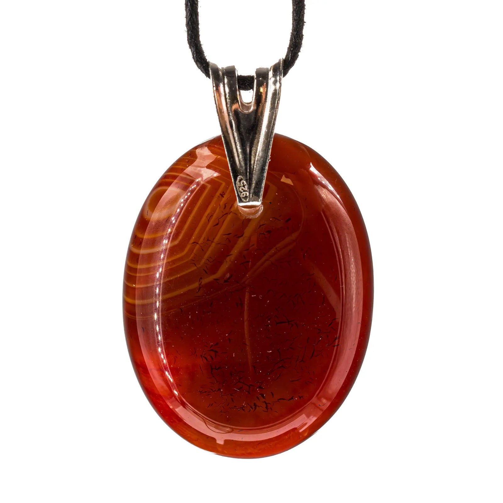 Pendentif Cornaline argent - ovale - pendentif-argent-cornaline-polie-inde-cornpd1 - CRISTAL SOURCES