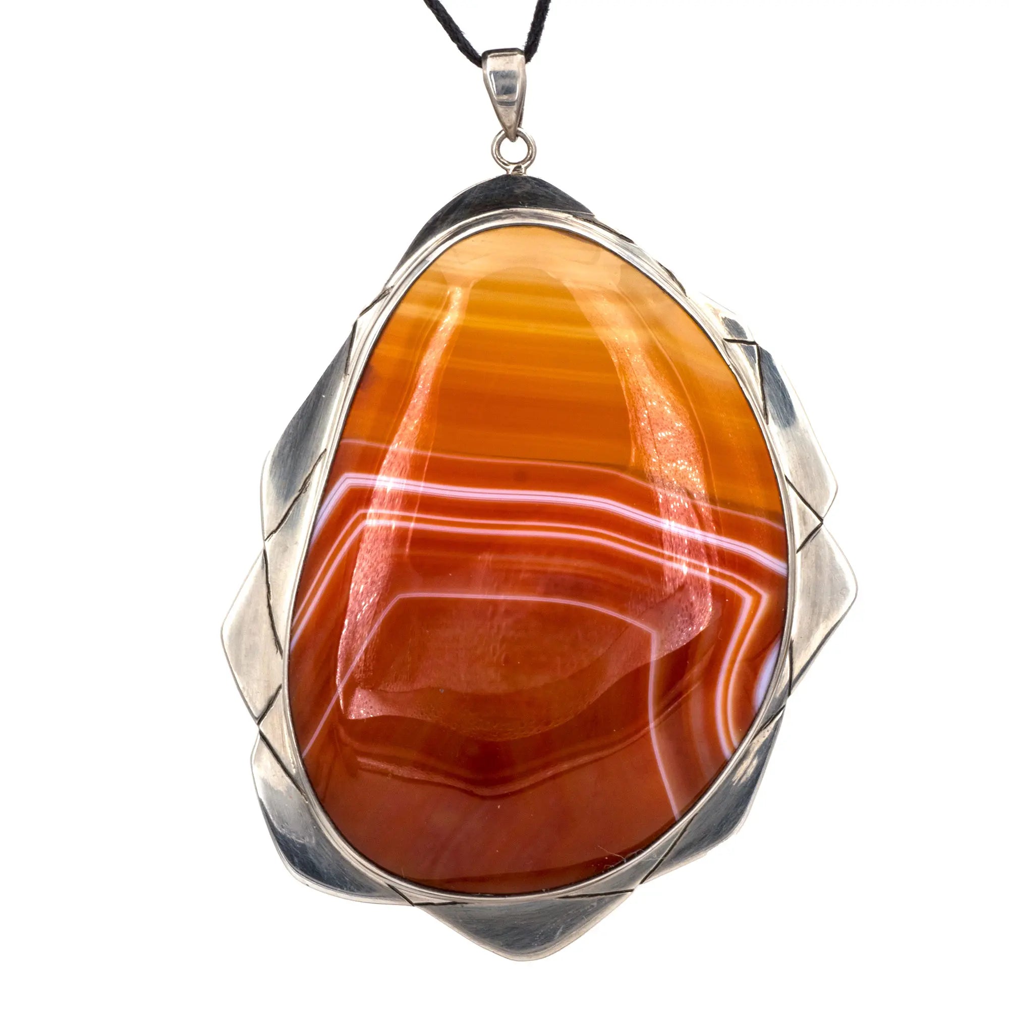 Pendentif Cornaline argent - gemme - pendentif-argent-cornaline-polie-inde-cornpd4 - CRISTAL SOURCES