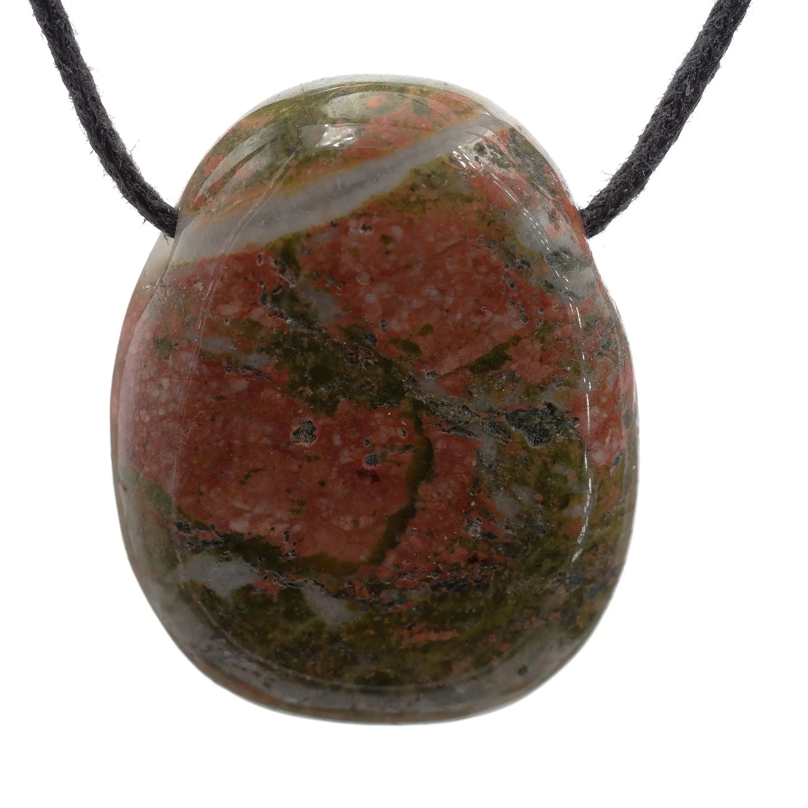 Pendentif Épidote-unakite - pierre percée - CRISTAL SOURCES