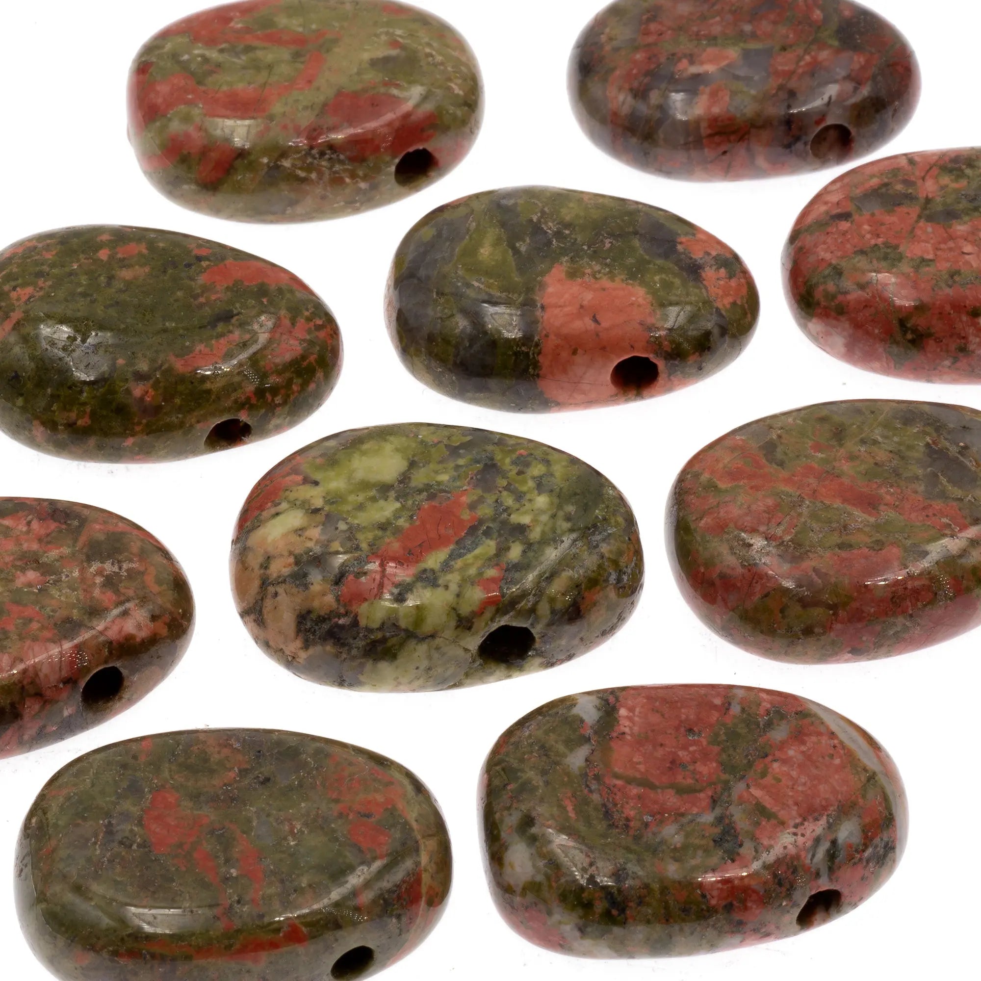 Pendentif Épidote-unakite - pierre percée - CRISTAL SOURCES