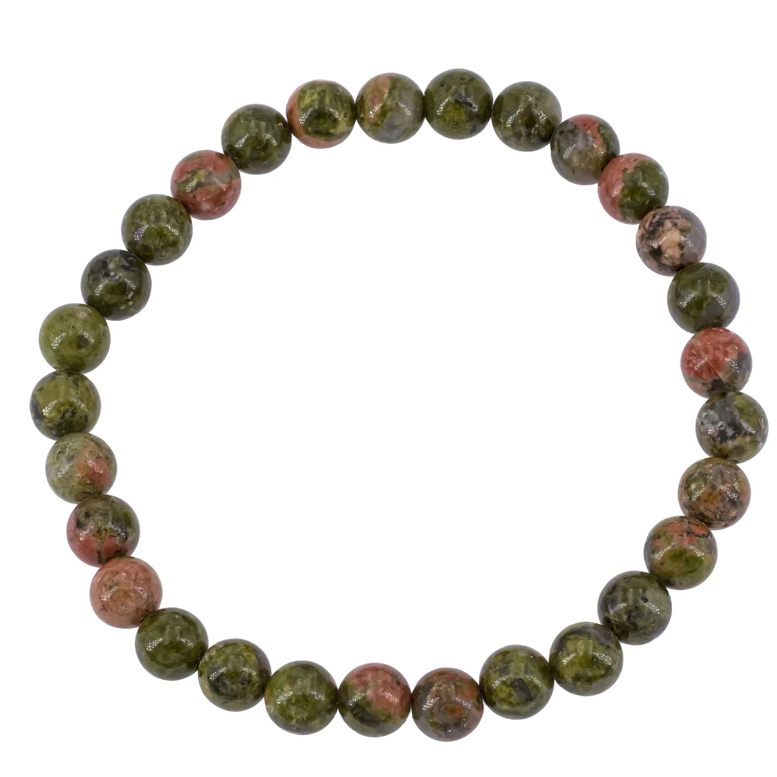 Bracelet Épidote-unakite perle ronde 6 mm - CRISTAL SOURCES