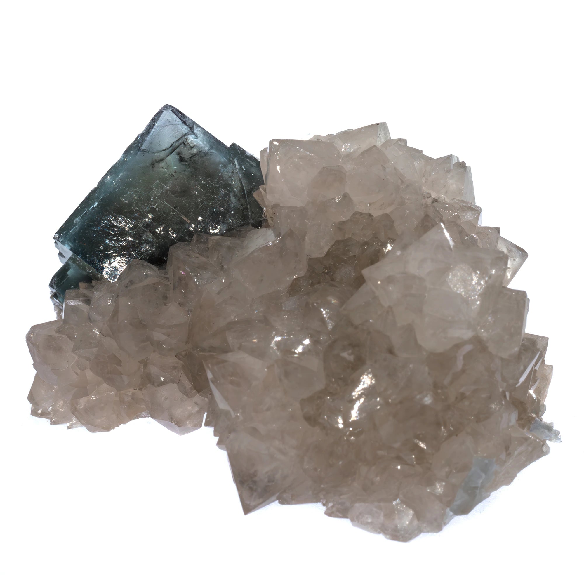 Fluorite bleue cristal sur quartz - Marsanges, France - CRISTAL SOURCES