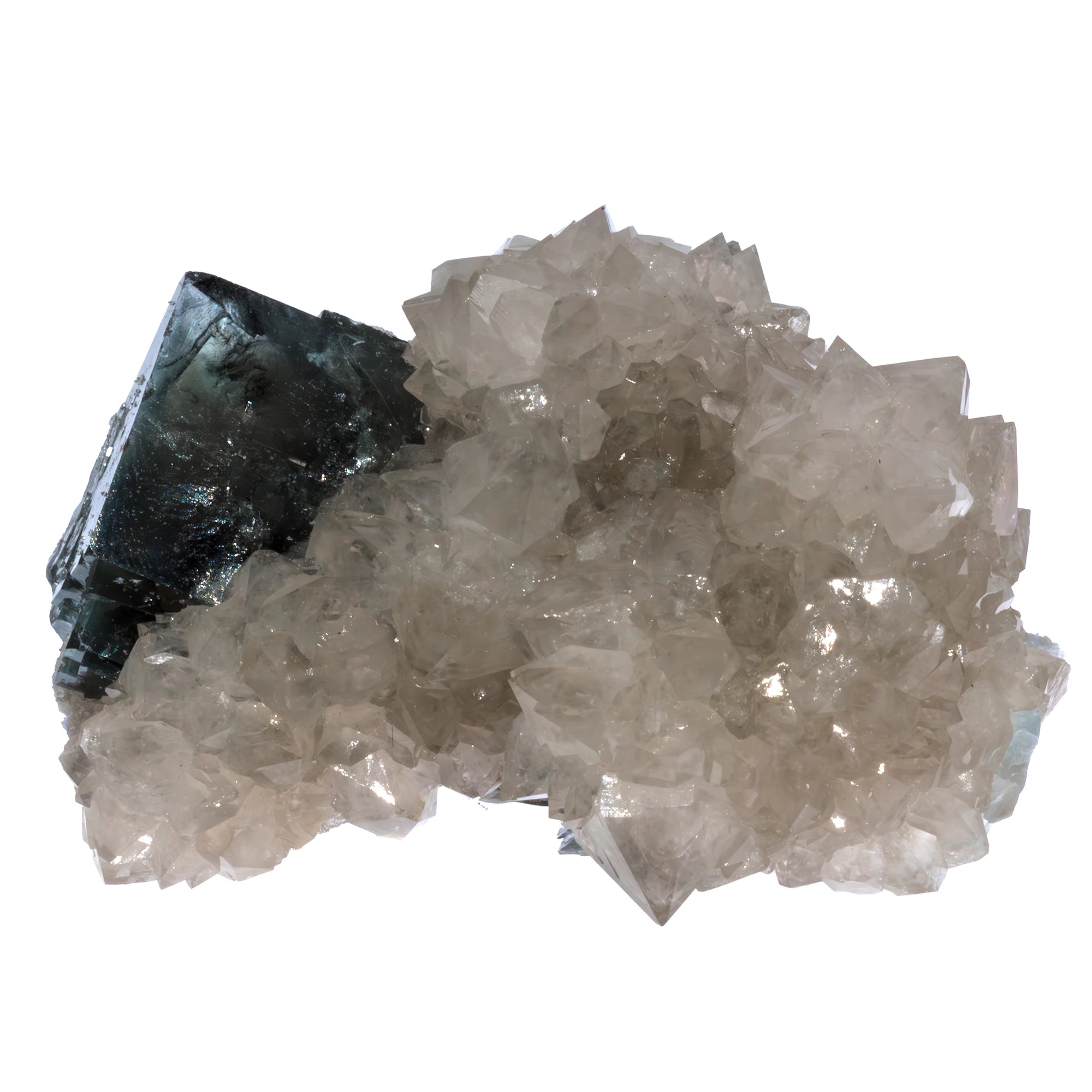 Fluorite bleue cristal sur quartz - Marsanges, France - CRISTAL SOURCES