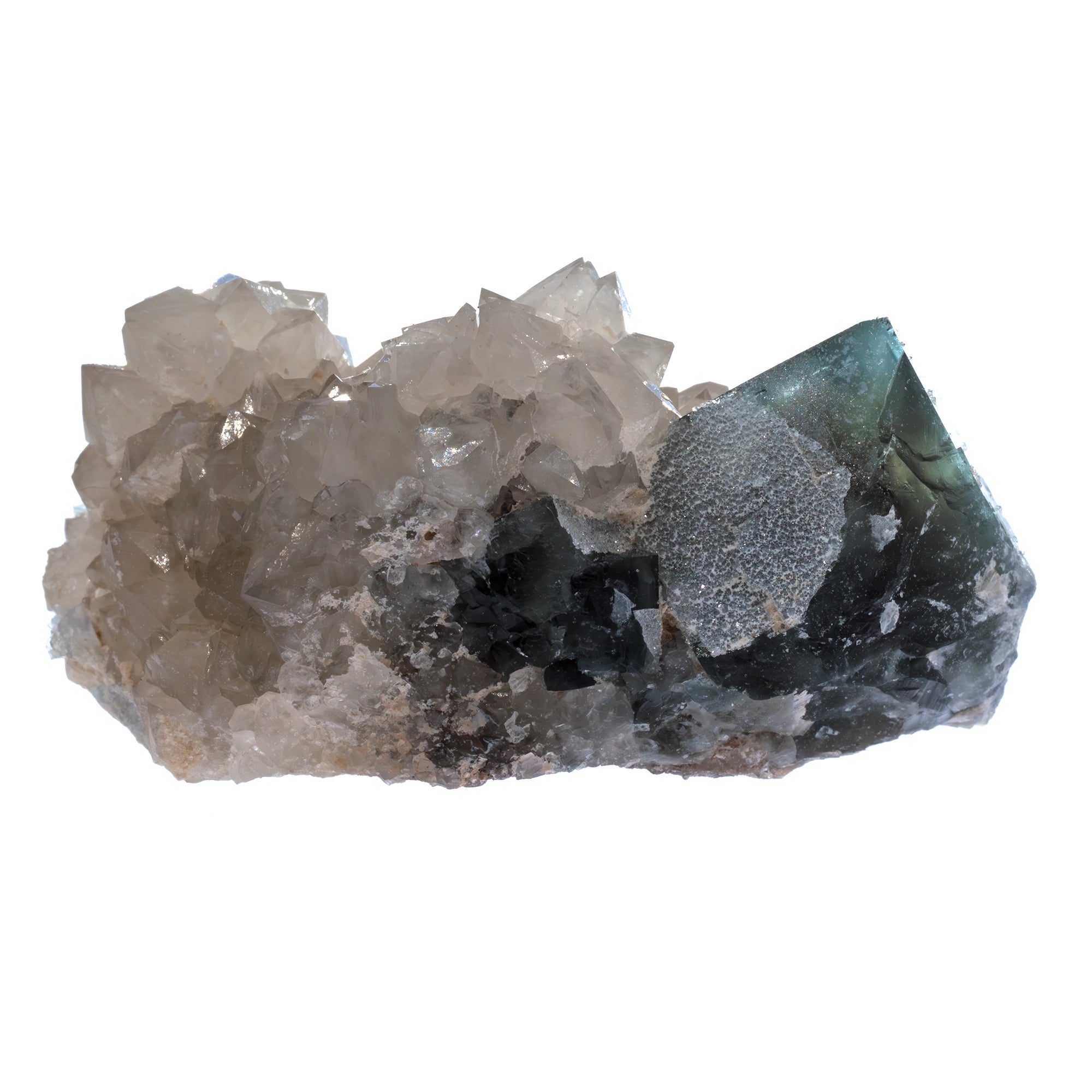 Fluorite bleue cristal sur quartz - Marsanges, France - CRISTAL SOURCES