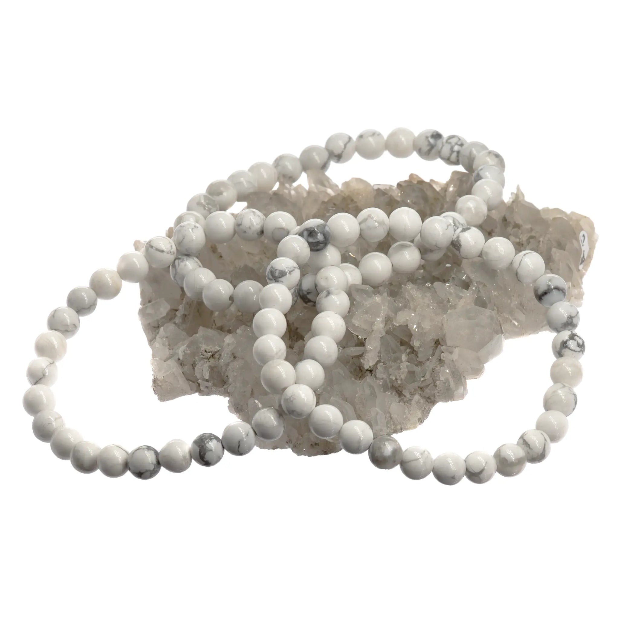 Bracelet Howlite perle ronde 6mm - bracelet-howlite-perle-ronde-6mm-hwbra1 - CRISTAL SOURCES