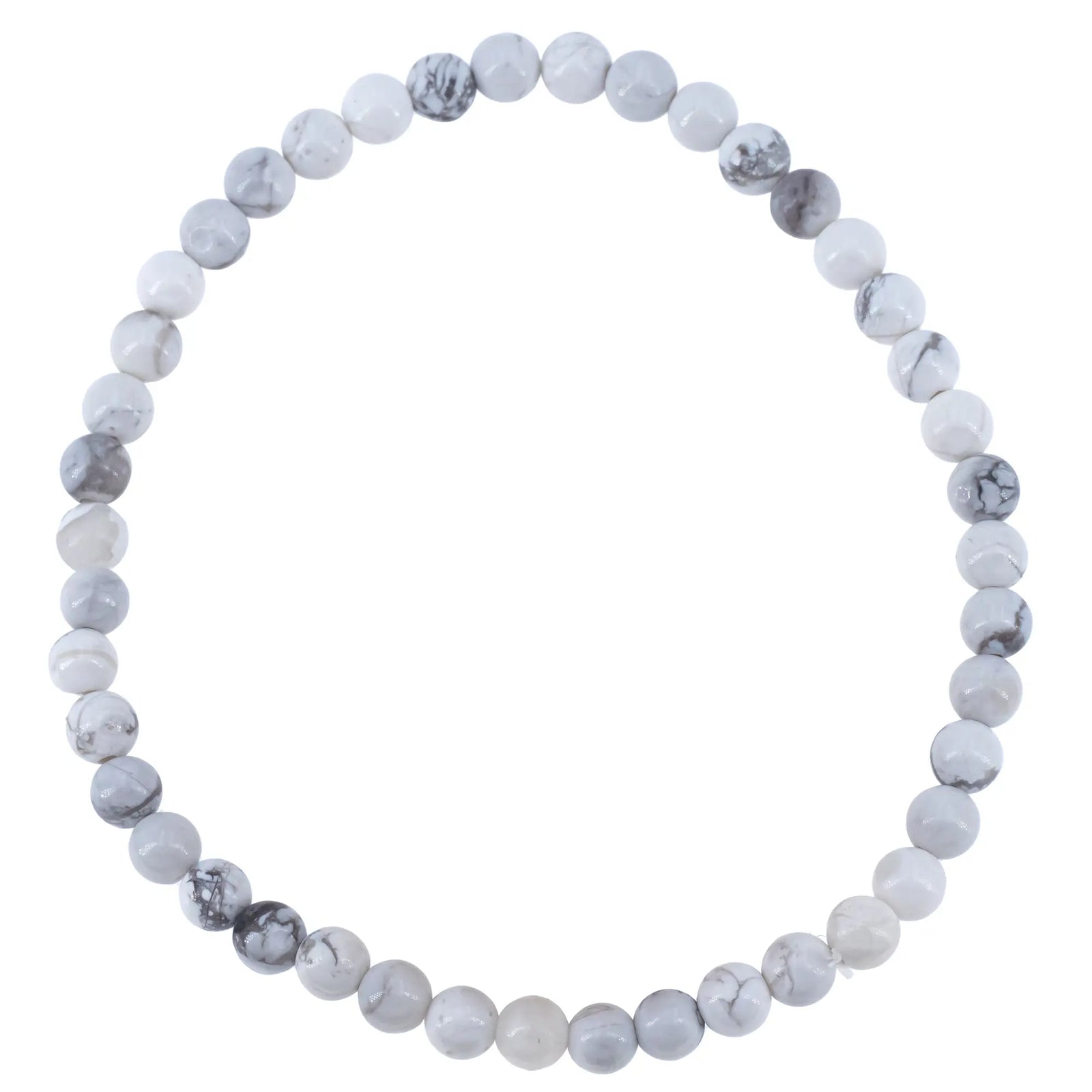 Bracelet Howlite perle ronde 4mm - CRISTAL SOURCES