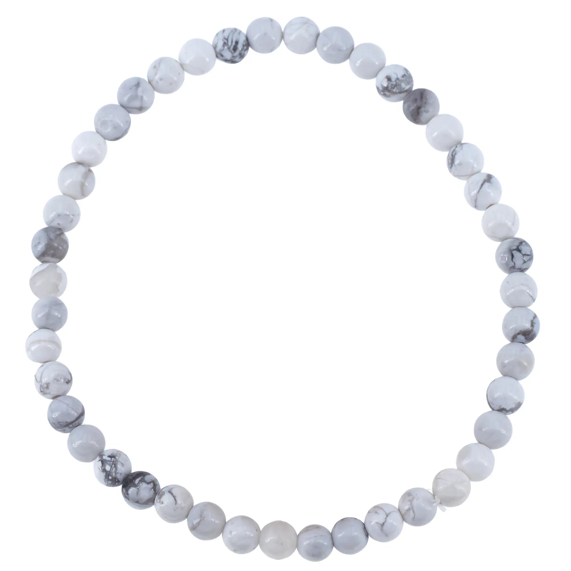 Bracelet Howlite perle ronde 4mm - bracelet-howlite-perle-ronde-4mm-hwbra3 - CRISTAL SOURCES