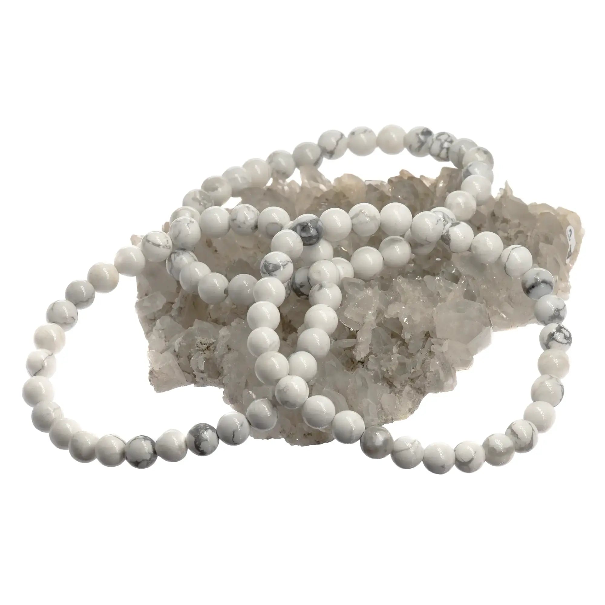 Bracelet Howlite perle ronde 4mm - bracelet-howlite-perle-ronde-4mm-hwbra3 - CRISTAL SOURCES