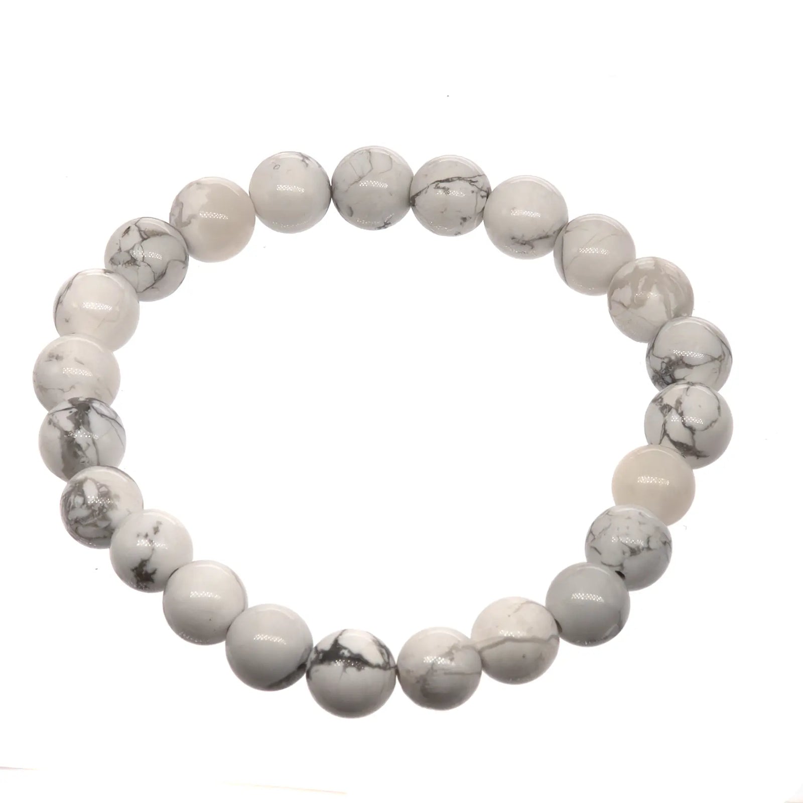 Bracelet Howlite perle ronde 8mm - bracelet-howlite-perle-ronde-8mm-hwbra4 - CRISTAL SOURCES