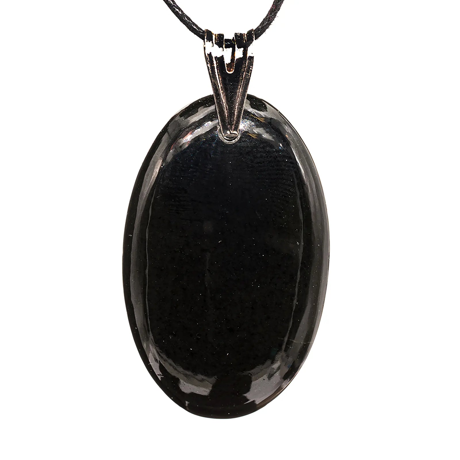 Pendentif jade noir argent - ovale - 13gr - pendentif-argent-jade-noir-jnopd5 - CRISTAL SOURCES