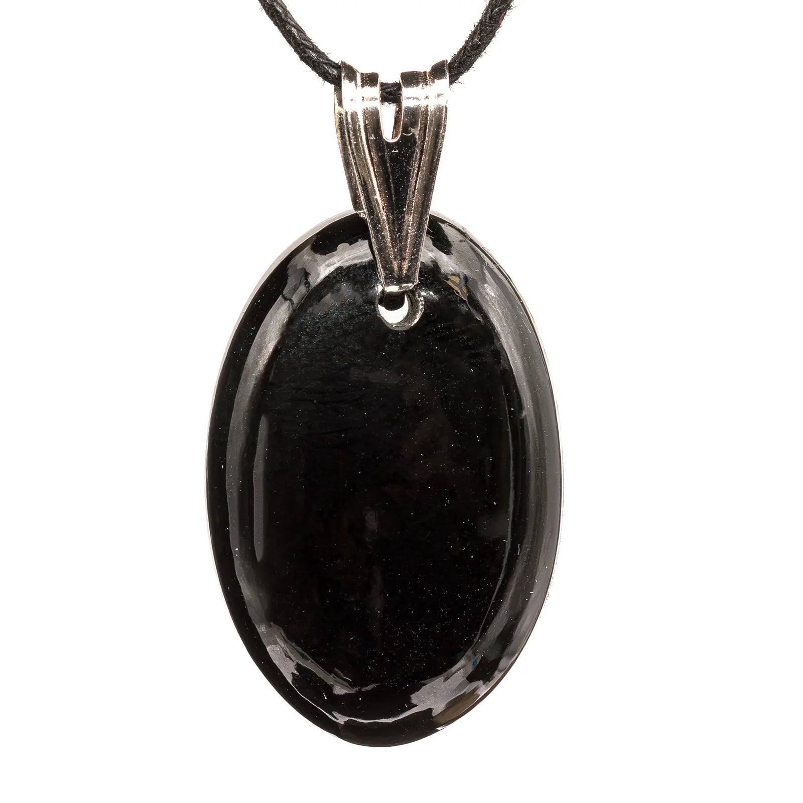 Pendentif jade noir argent - ovale - 8gr - pendentif-argent-jade-noir-jnopd6 - CRISTAL SOURCES