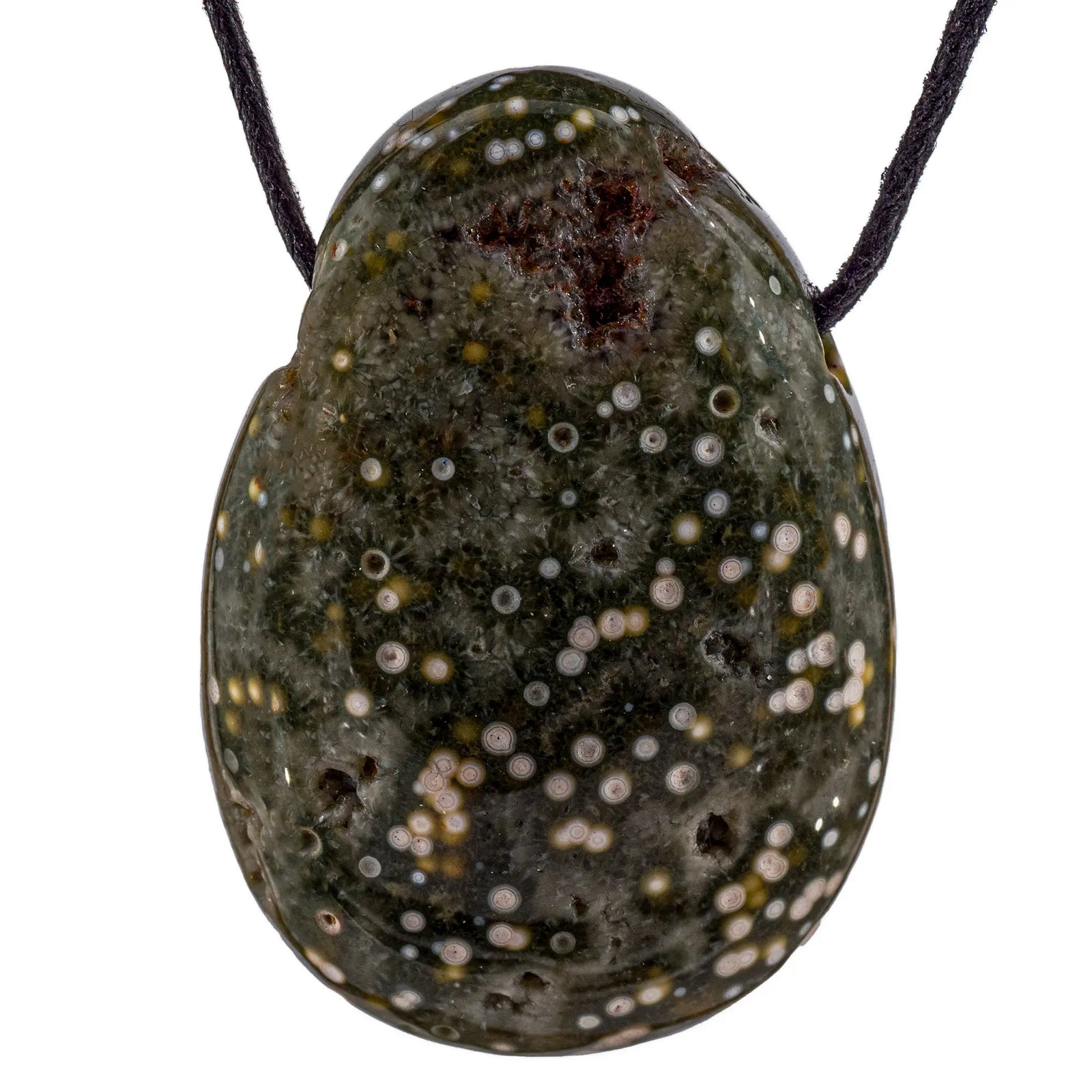 Pendentif jaspe orbiculaire - pierre percée - CRISTAL SOURCES