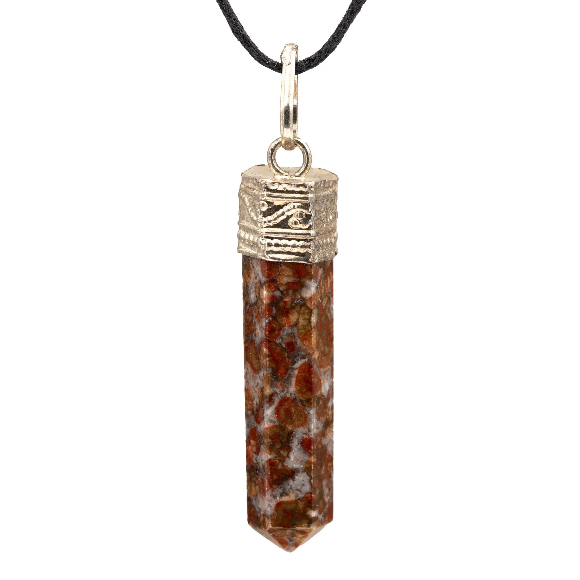 Pendentif jaspe métal - cristal - pendentif-metal-jaspe-cristal-poli-jppd5-l - CRISTAL SOURCES